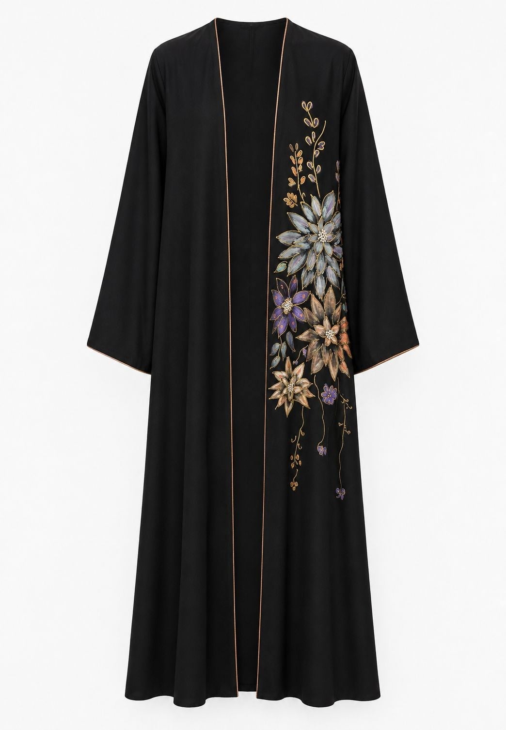 Siyah Gold Nakış Detaylı Abaya