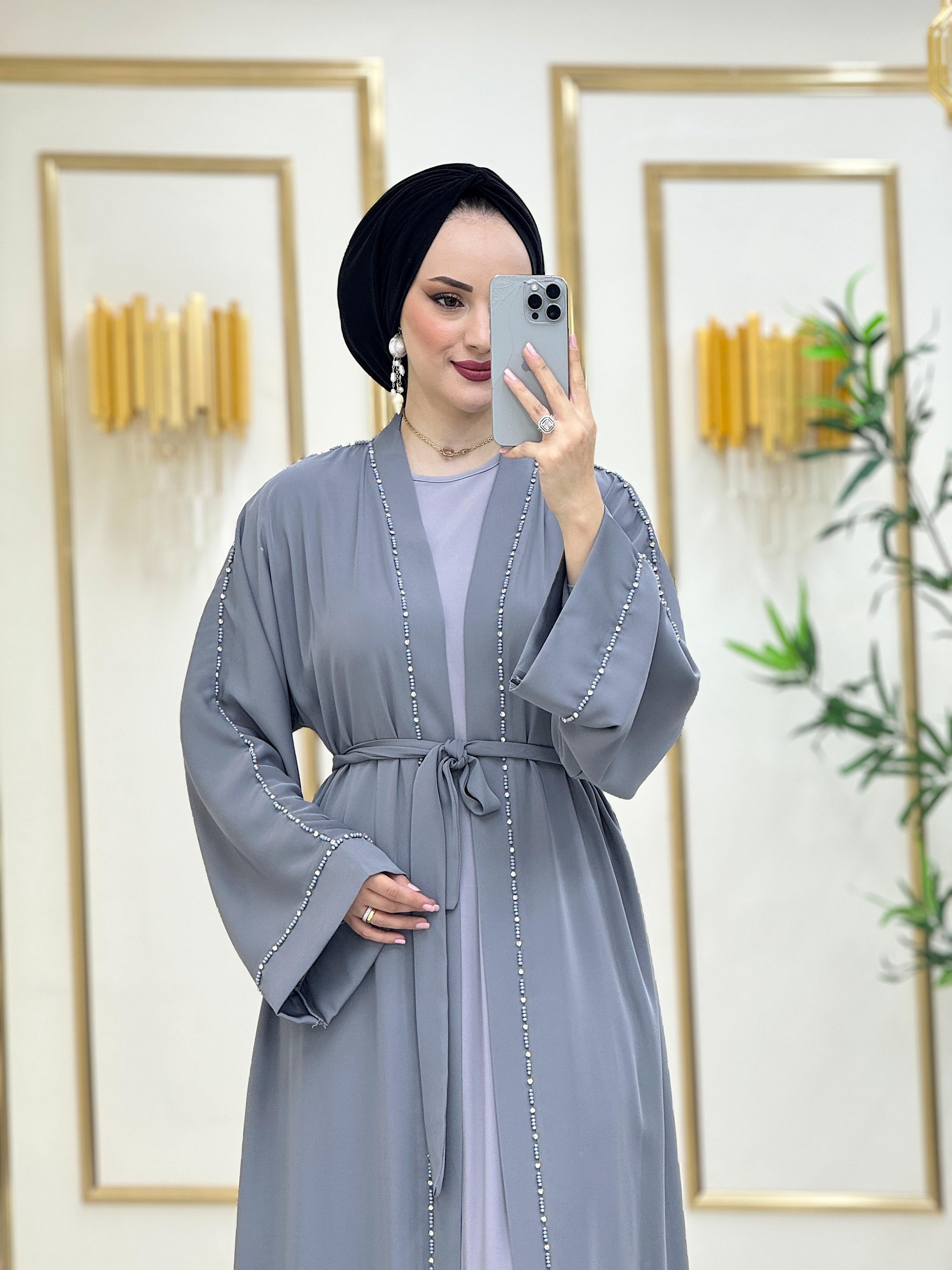Su Yolu Abaya Takım Gri