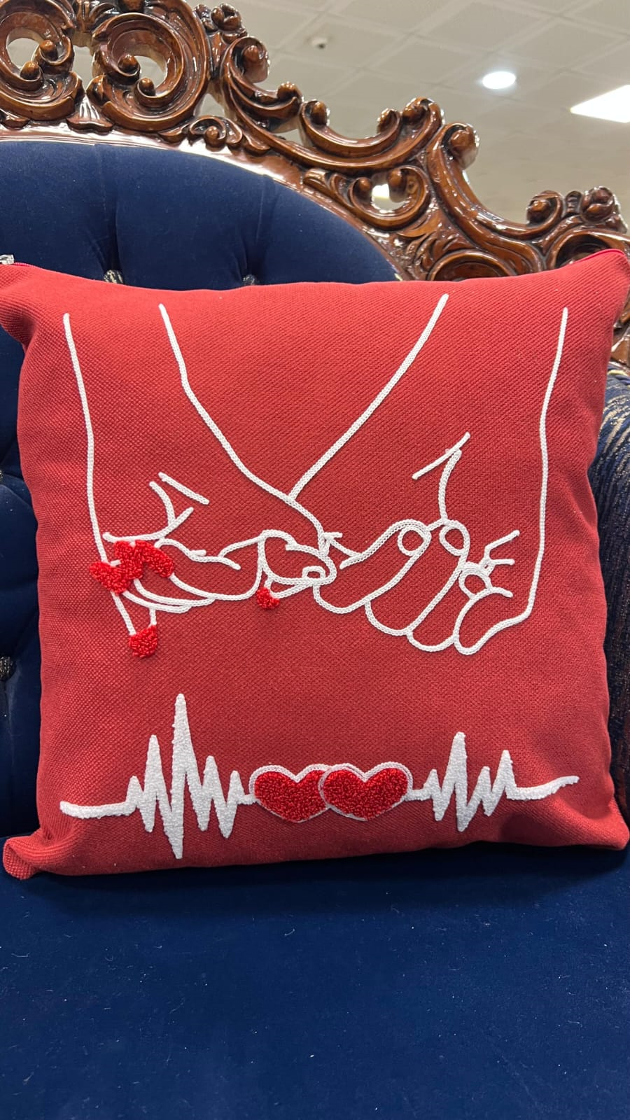 GoveformASK2026 Aşk Temalı Punch İşlemeli 2li Kırlent Kılıfı 43x43 cm | Aşk Temalı Dekoratif Yastık Kılıfı