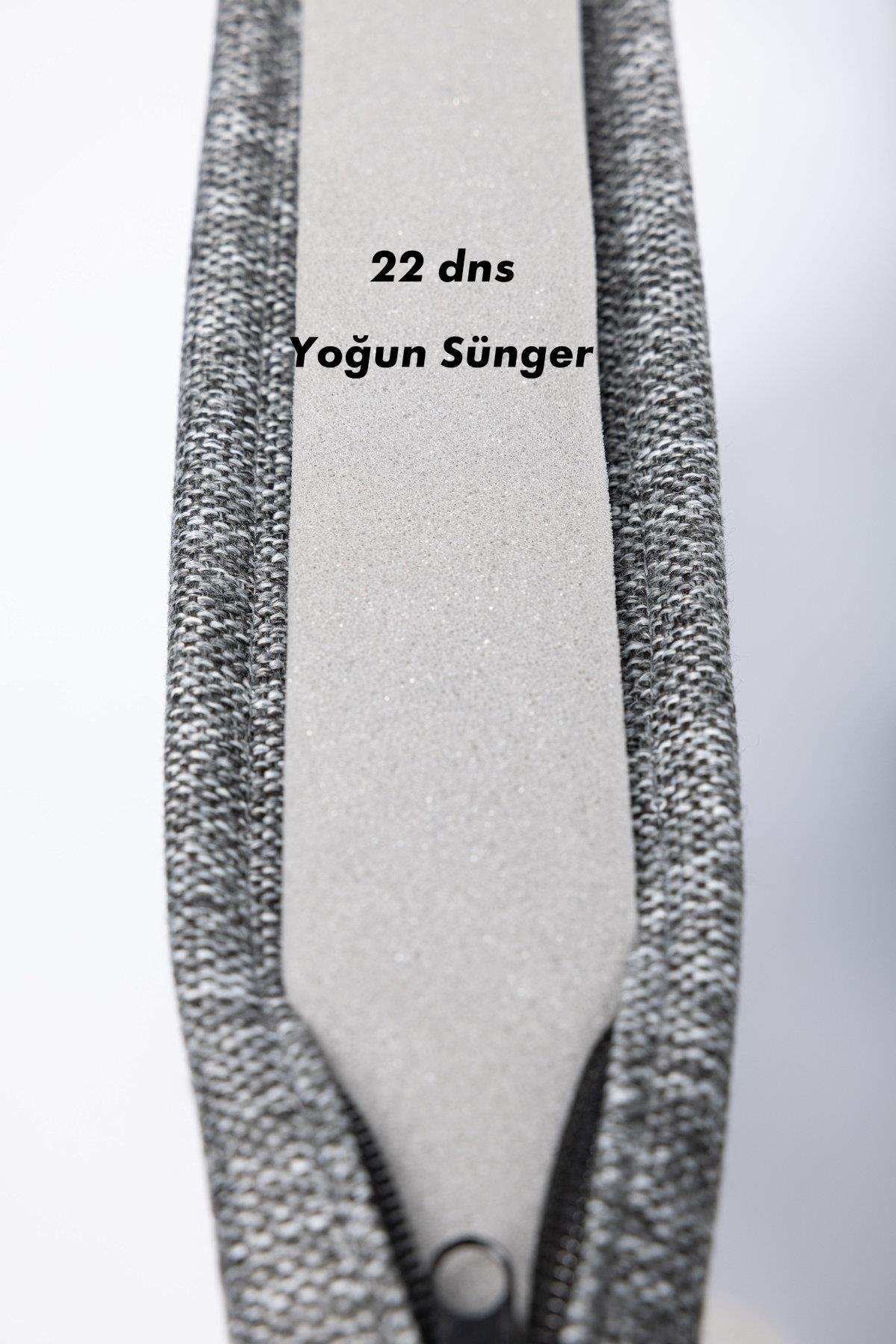 MHM2752-2 Koyu Gri2'li Sandalye Minderi Fermuarlı Bağcıklı 22 dns Sünger Koyu Gri