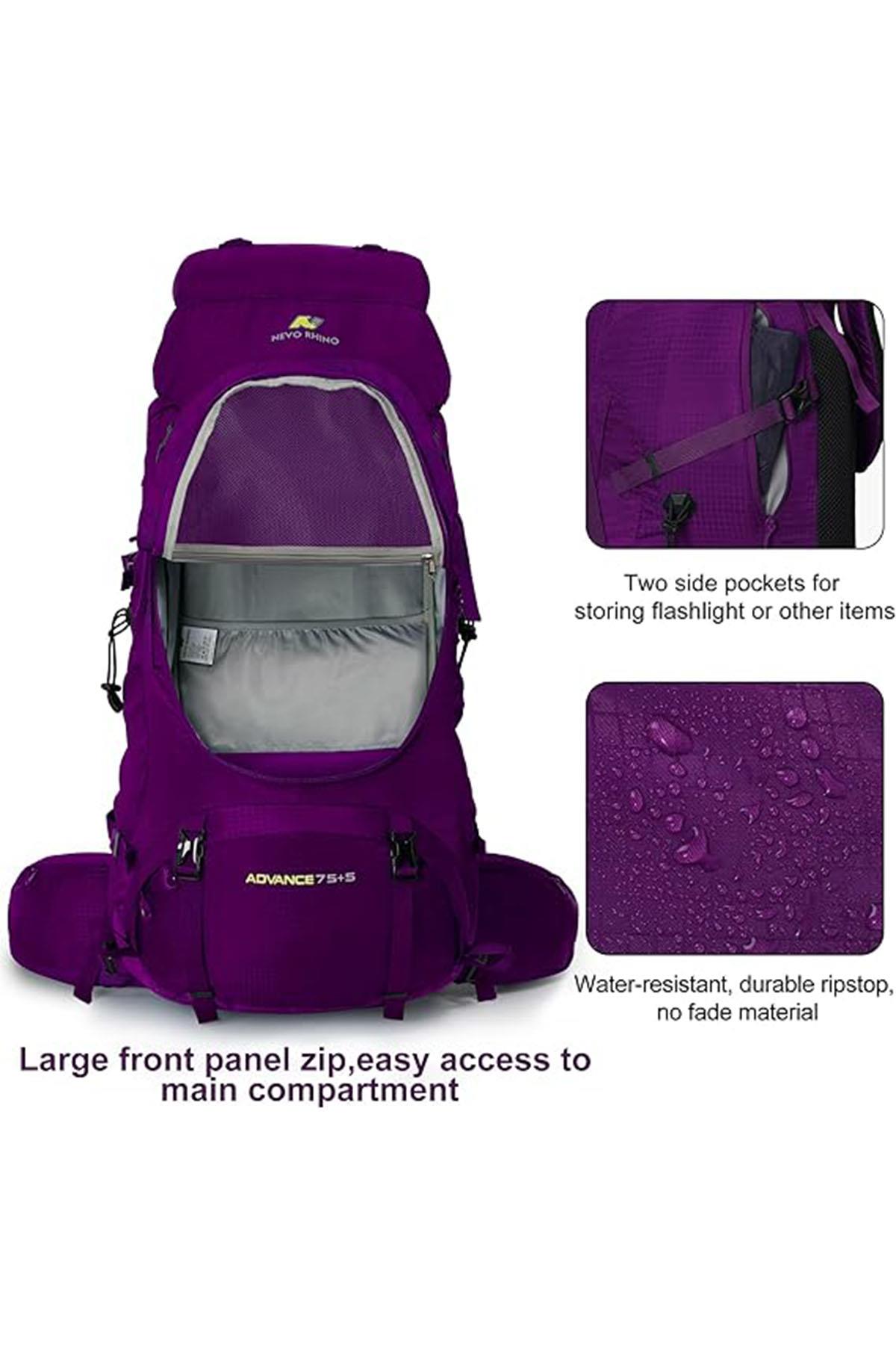 DSC8929 MorProfesyonel Outdoor Dağcılık, Kamp ve Yürüyüş Sırt Çantası (75+5  Litre) Mor 8929