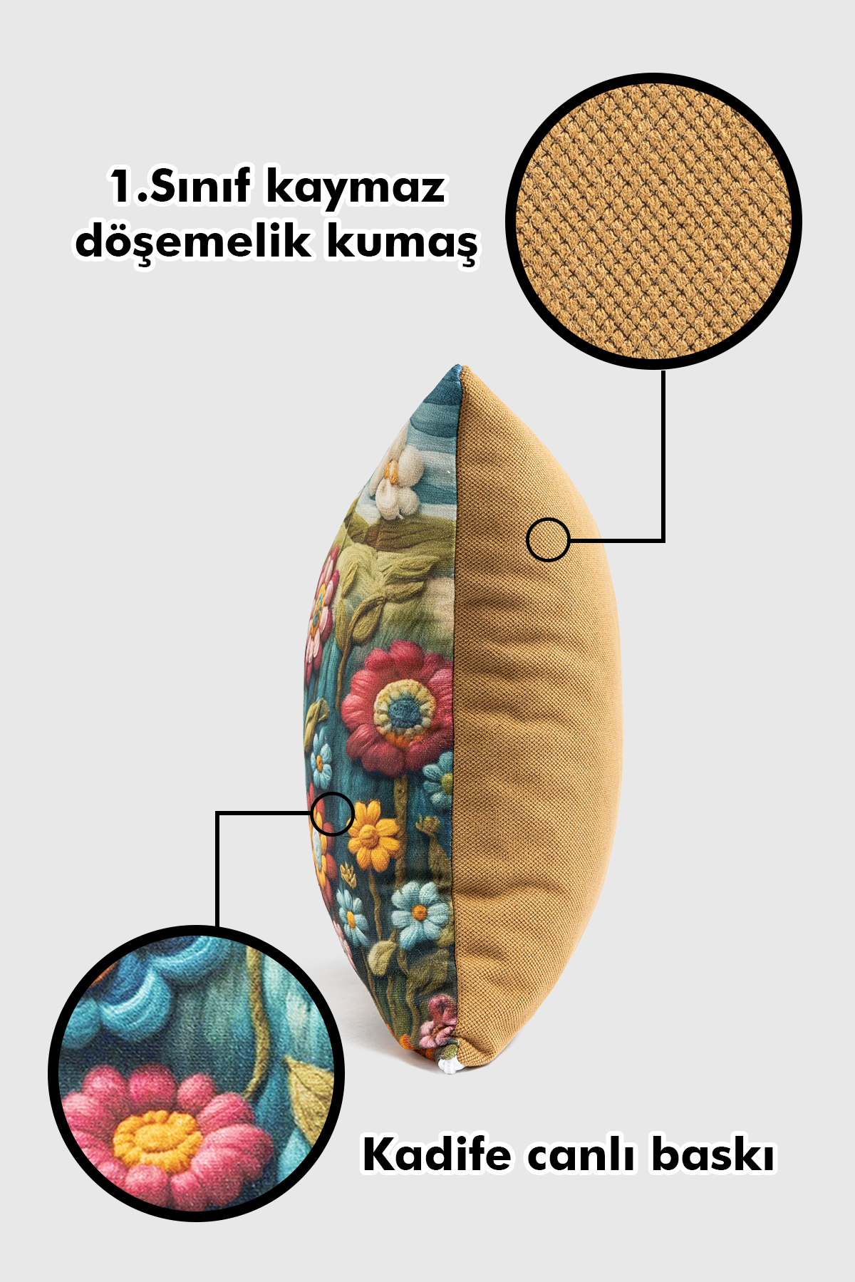 Veformdijiflowers26Renkli Çiçekler desenli  Dijital Dokuma 2li Kırlent Kılıfı  veformdijiflowers26