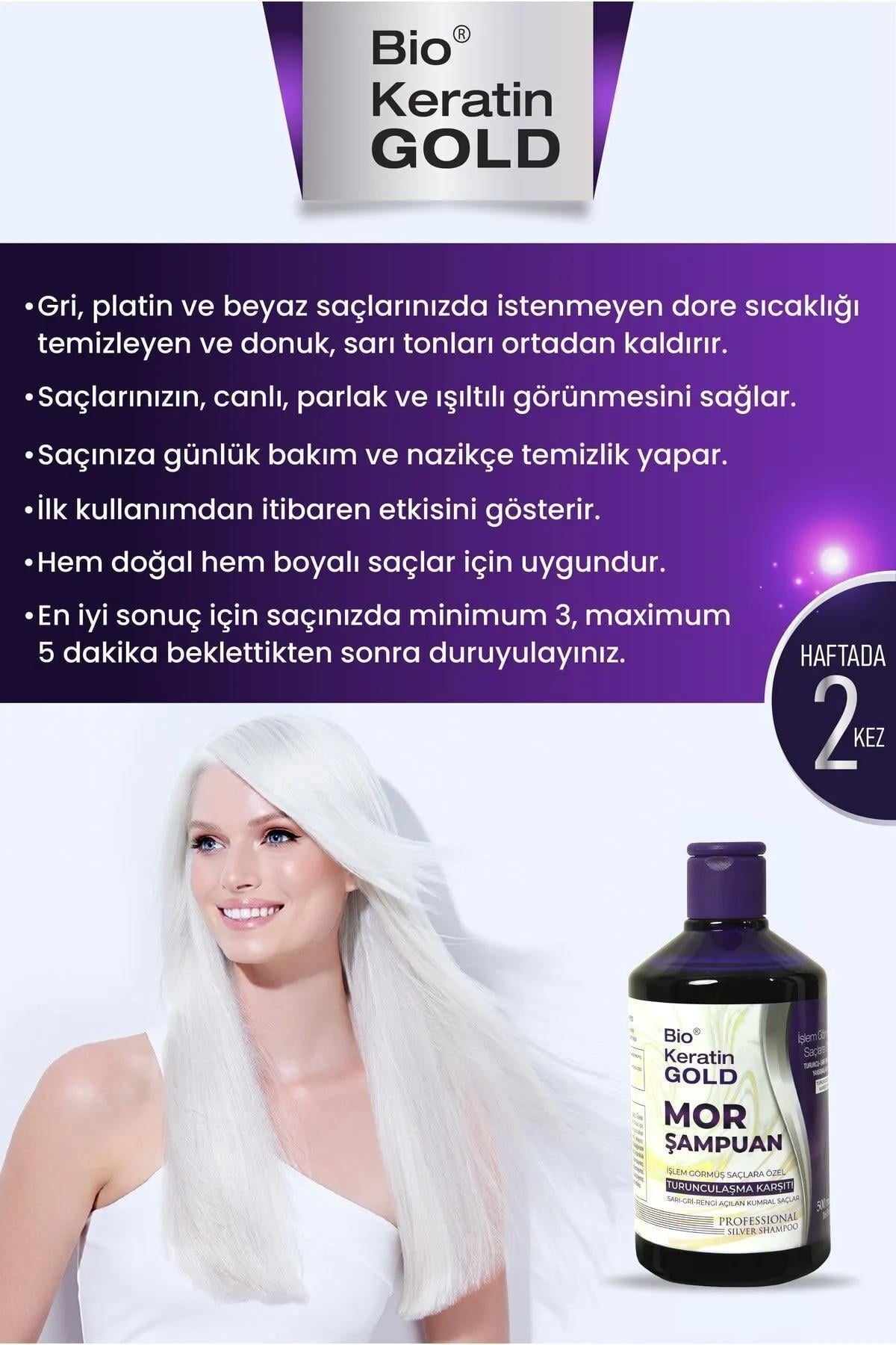 Bio Keratin Gold Mor Şampuan 500 ml