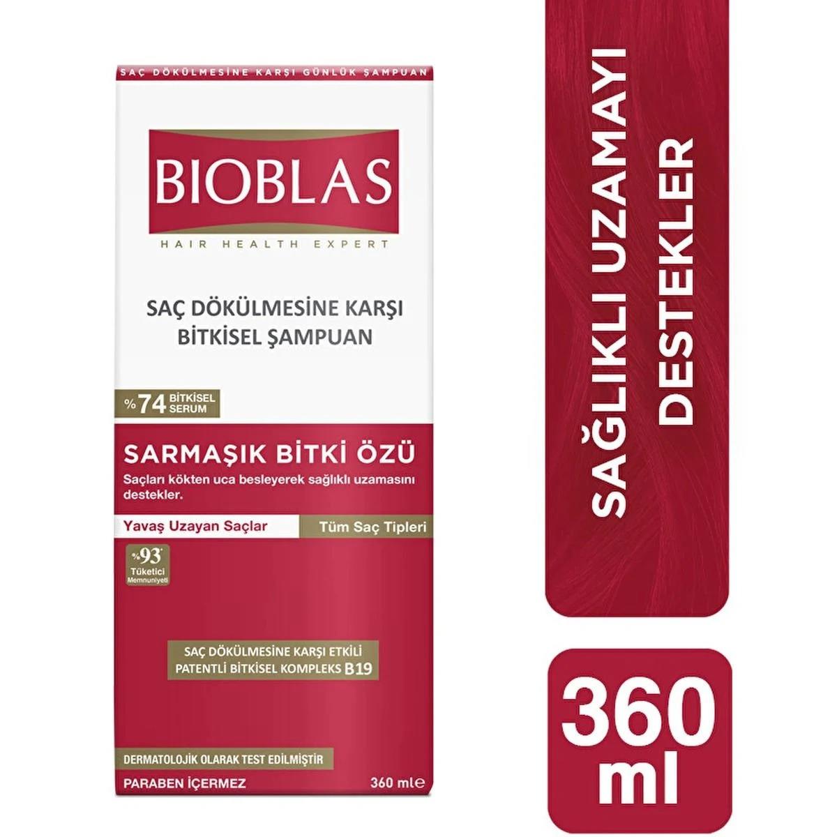 BIOBLAS Saç Dökülmesine Karşı Bitkisel Sarmaşık Bitki Özlü Şampuan Saç Dökülmesine Karşı Etkili Tüm Saç Tipleri İçin 360 ml