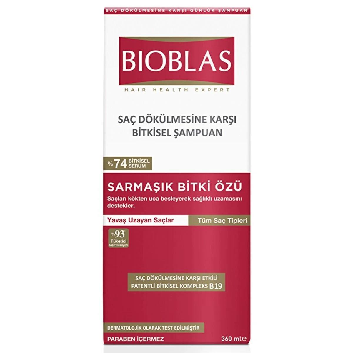 BIOBLAS Saç Dökülmesine Karşı Bitkisel Sarmaşık Bitki Özlü Şampuan Saç Dökülmesine Karşı Etkili Tüm Saç Tipleri İçin 360 ml