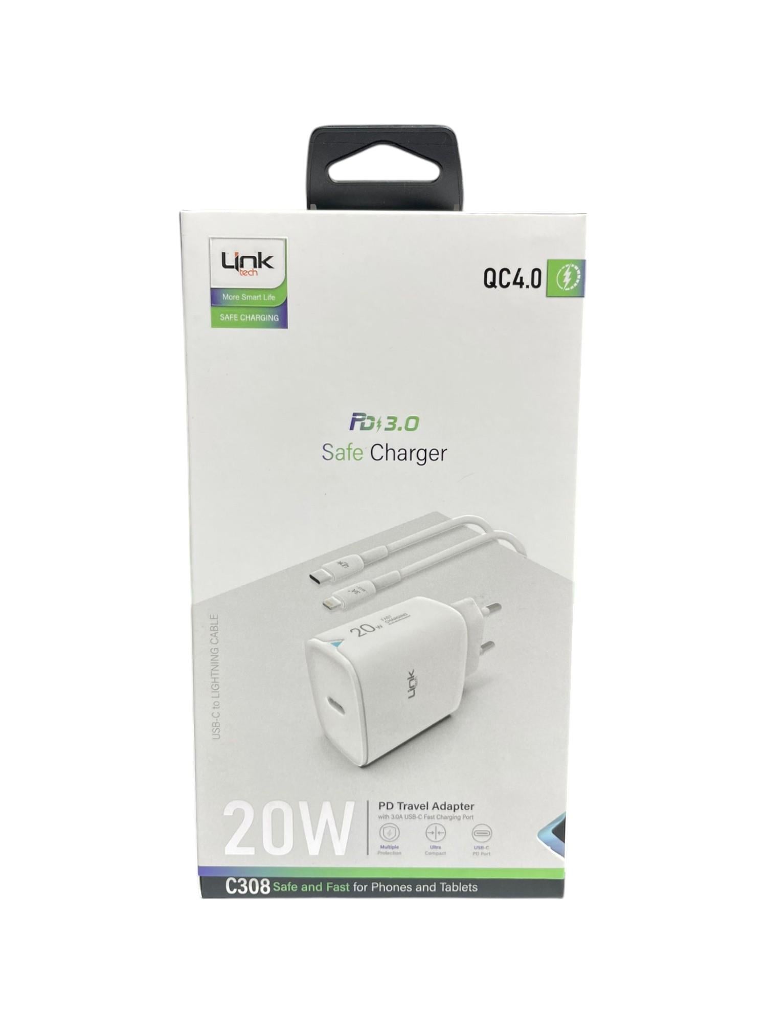 C308 Safe Tip-C Lightning Kablolu 20W Hızlı Şarj Cihazı