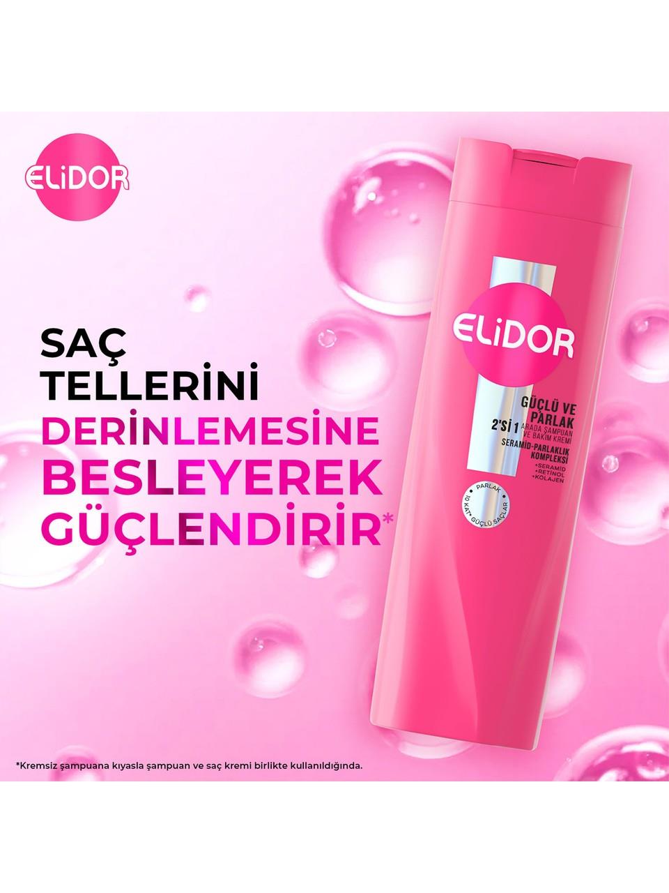 Elidor Güçlü ve Parlak 2'si 1 Arada Şampuan ve Bakım Kremi 400 ml