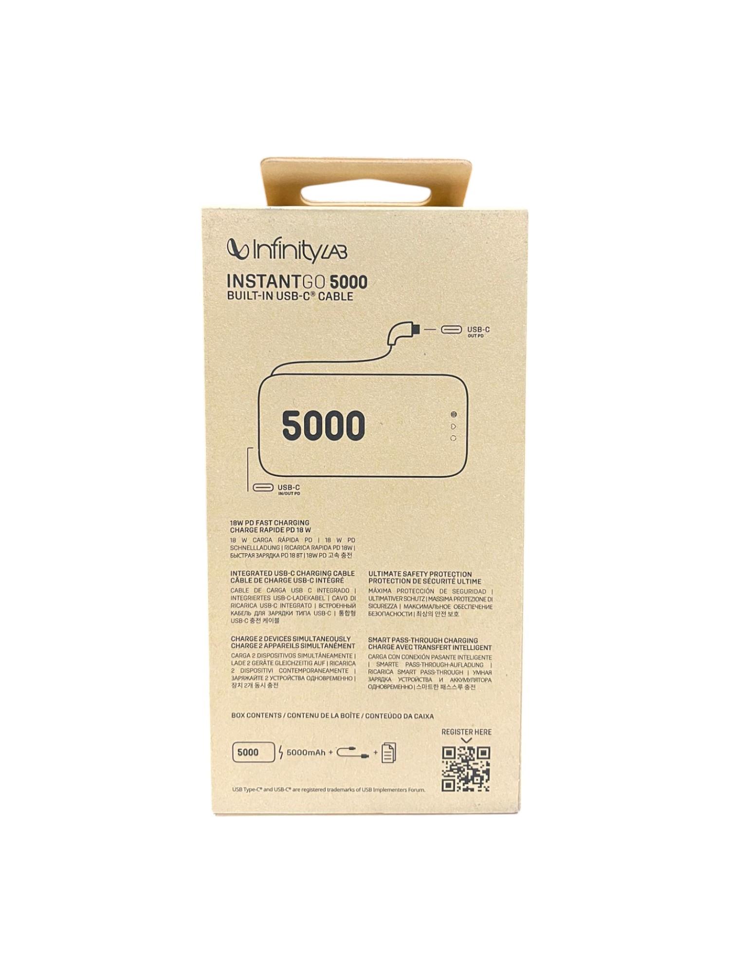 Infinity Lab InstantGo Powerbank 5000 mAh, USB-C, Mavi