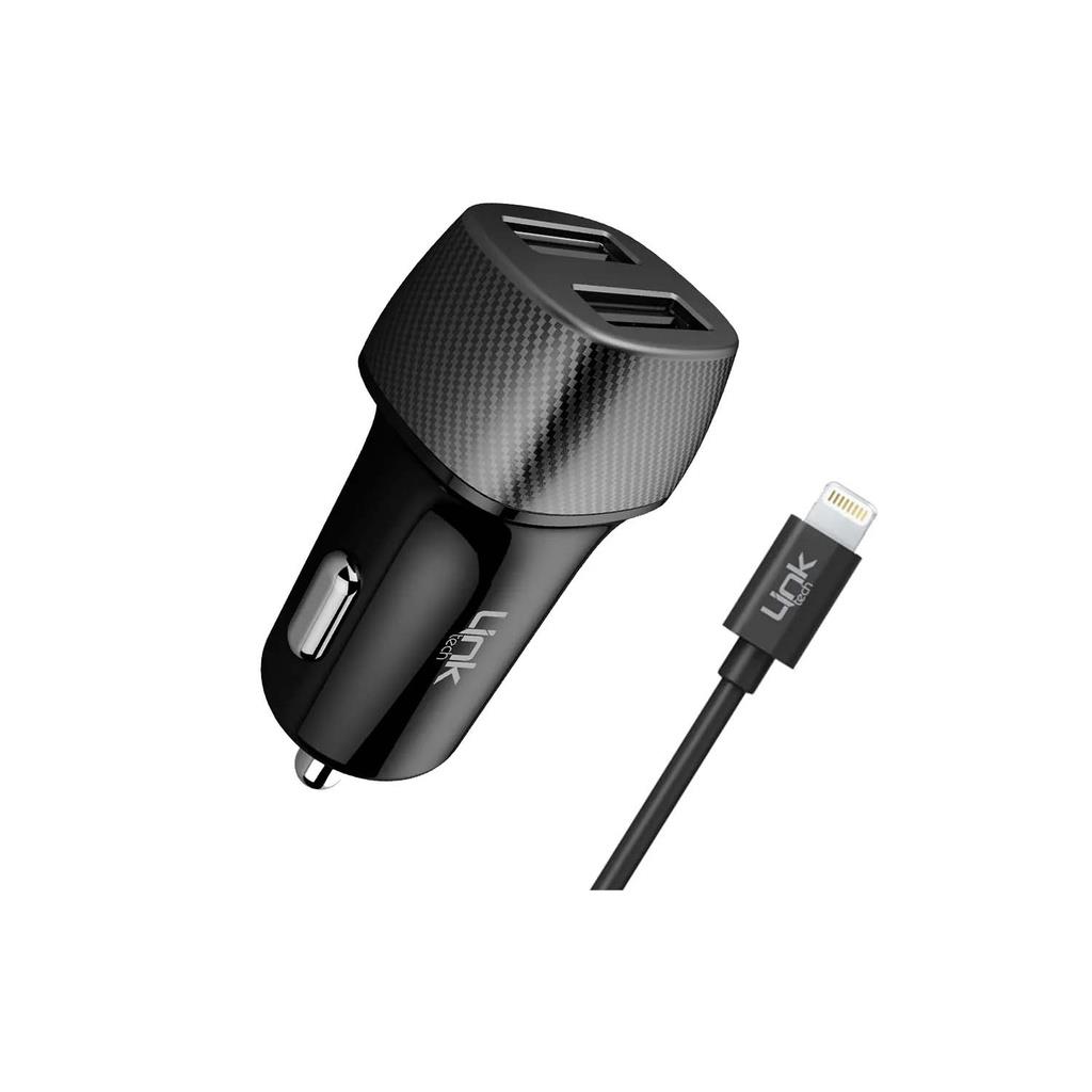 Link Tech C492 Safe Karbon Görünümlü Lightning Kablolu 12W Araç Şarj Aleti