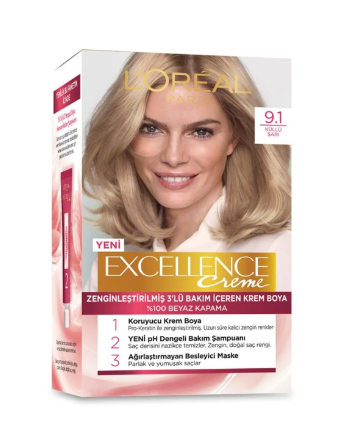 Loreal Paris Excellence Creme Saç Boyası - 9.1 Küllü Sarı