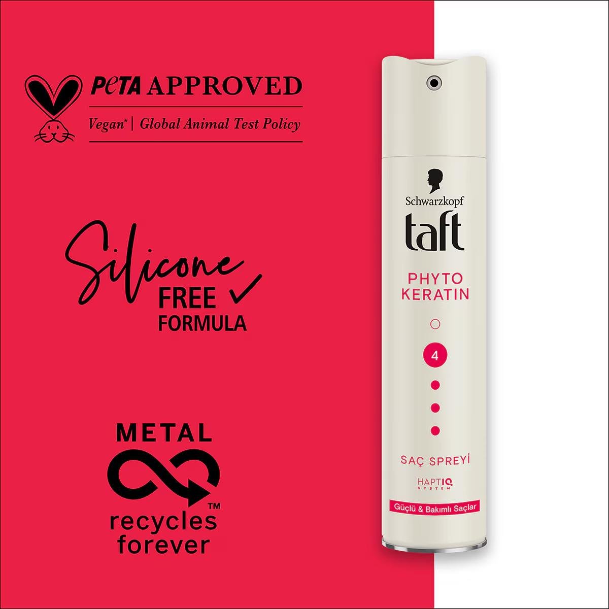 Taft Phyto Keratin No:4 Güçlü&Bakımlı Saçlar Saç Spreyi 250ml