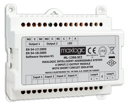 Maxlogic Akıllı Adresli Siren Kontrol Modülü, 1 Çıkışlı, Kısa Devre İzolatörlü