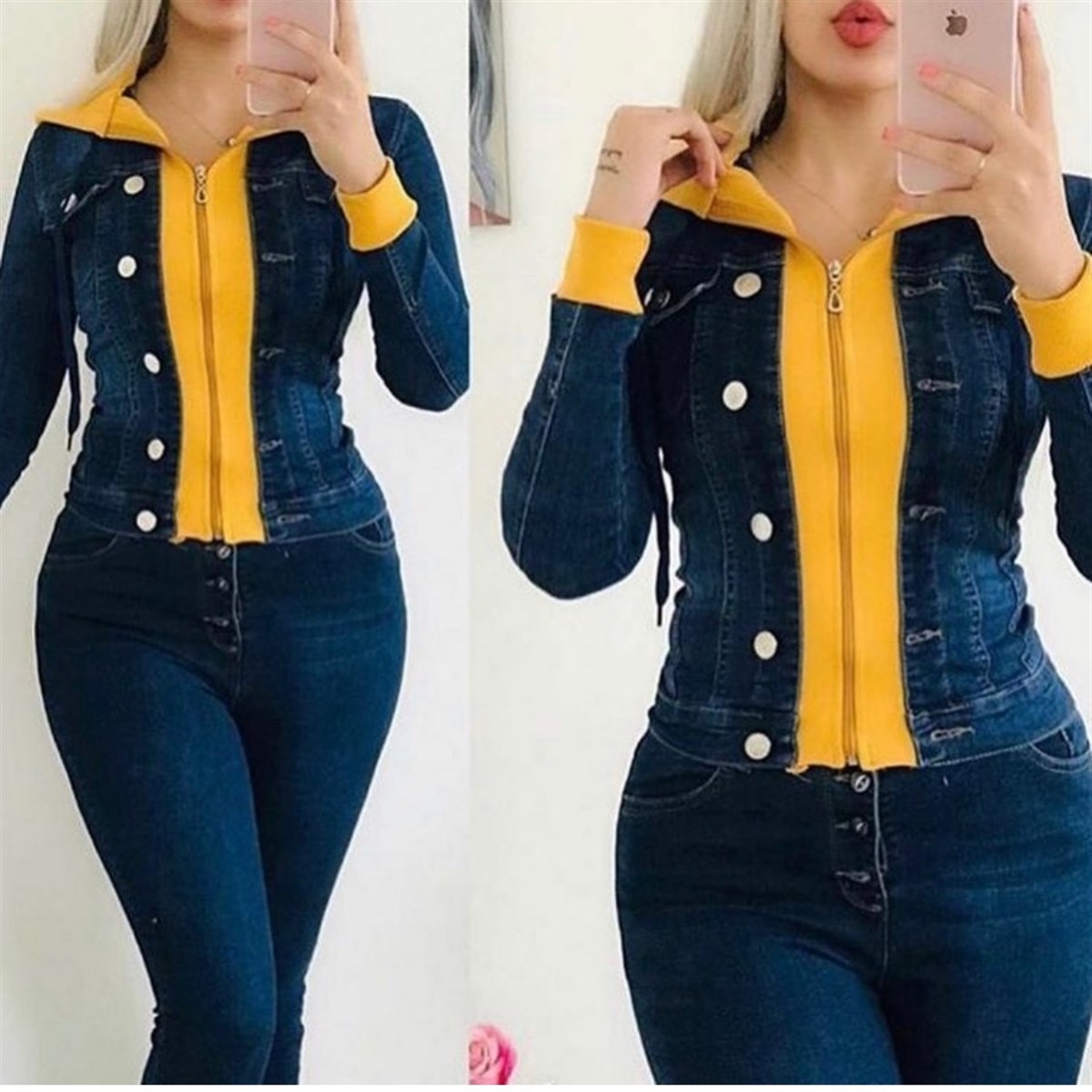  Bayan Kapşonlu  Kot Ceket 54545147