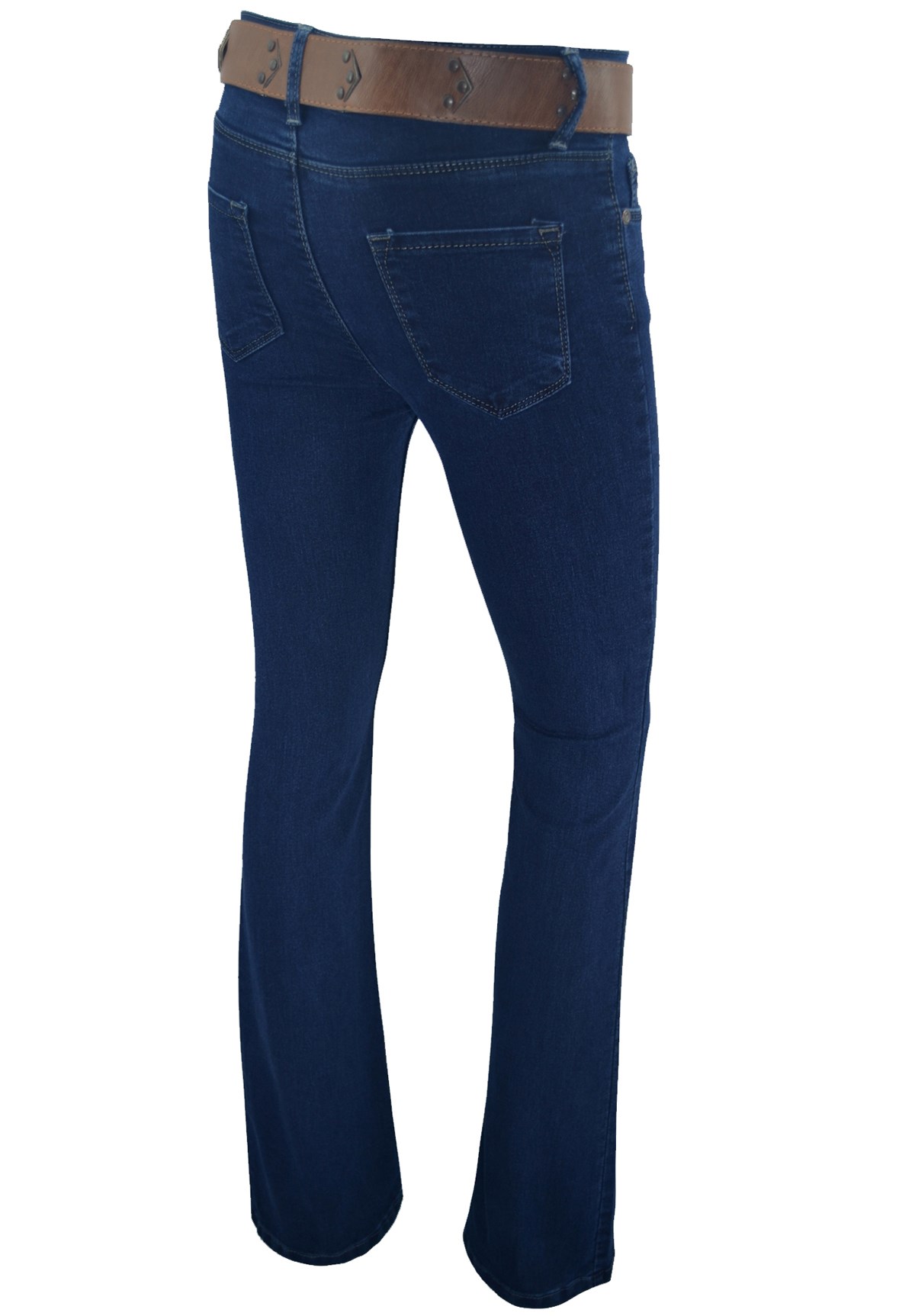 Mavi İspanyol Paça Likralı Bayan Pantolon