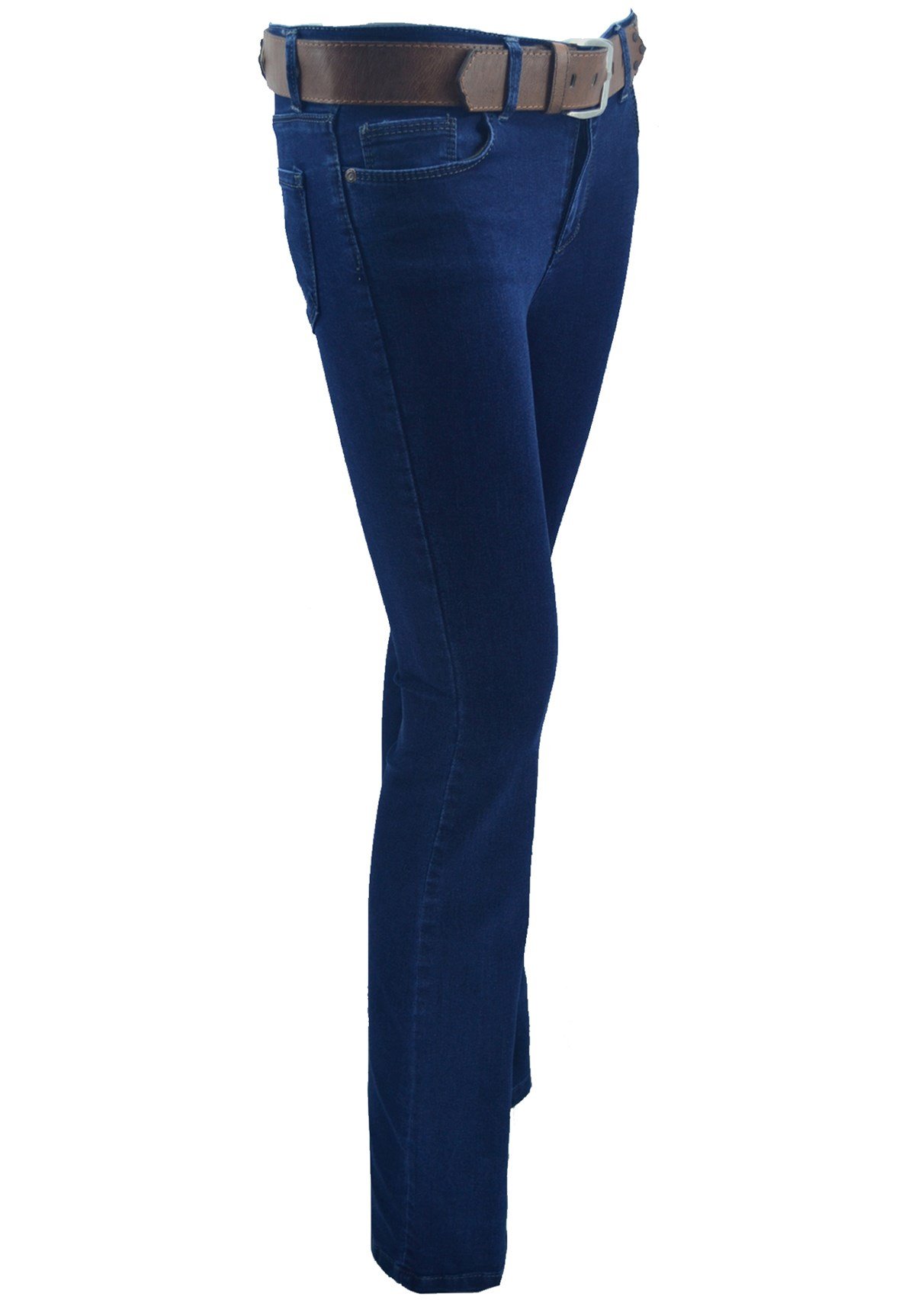 Mavi İspanyol Paça Likralı Bayan Pantolon