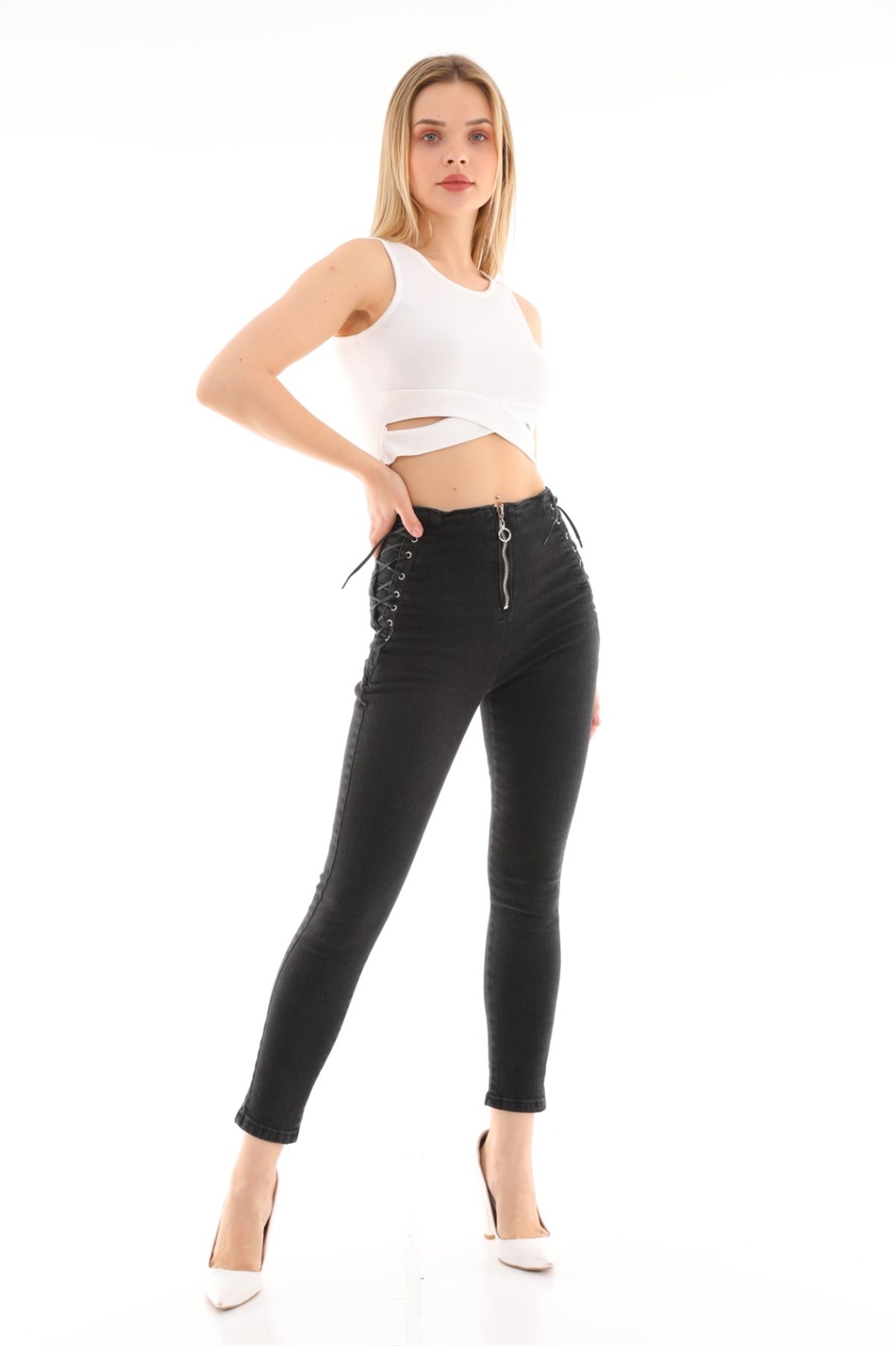 Bağcıklı Kot Pantolon 233241