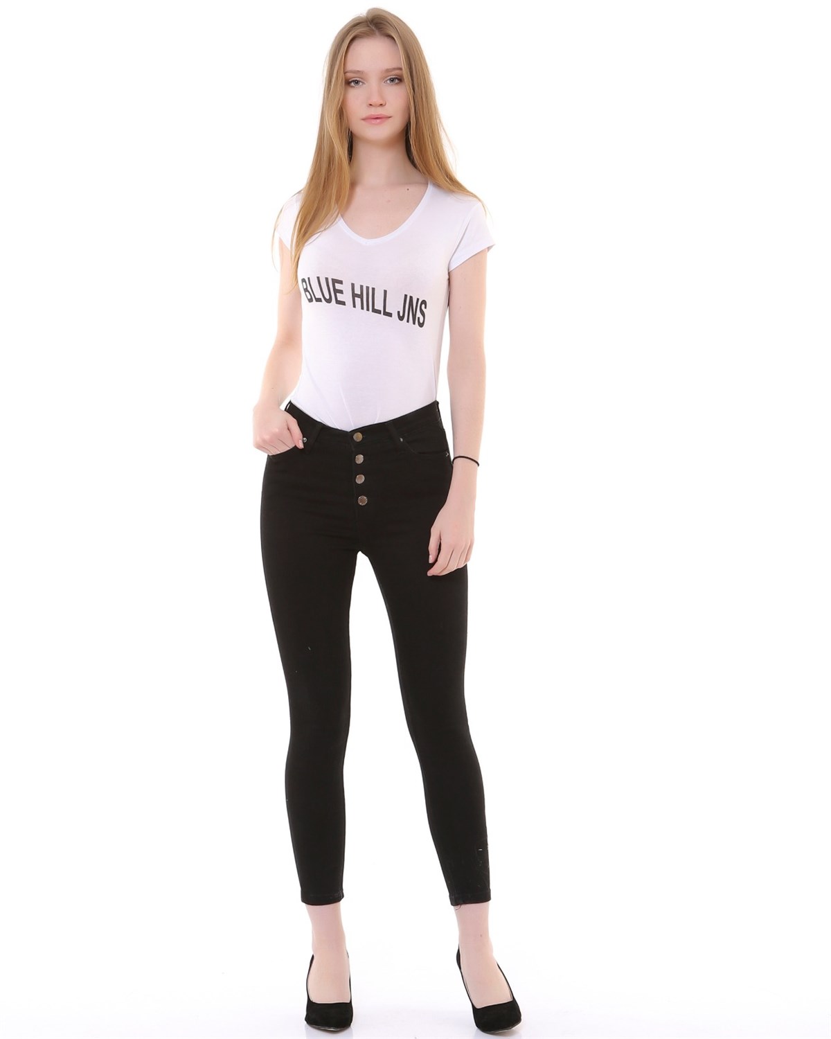 Bayan düğmeli siyah 