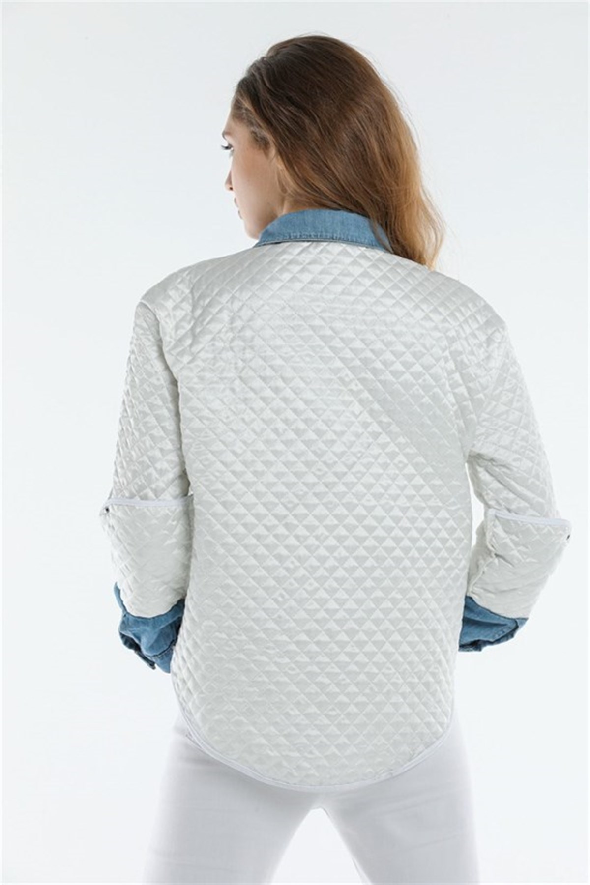 Bayan Jean Detaylı Kapütüne Ceket 03446