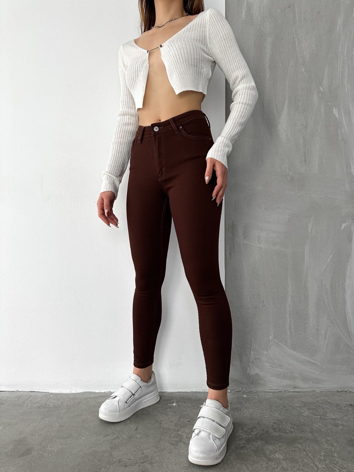 Bayan Kahverengi Dar Paça Kot pantolon 2884