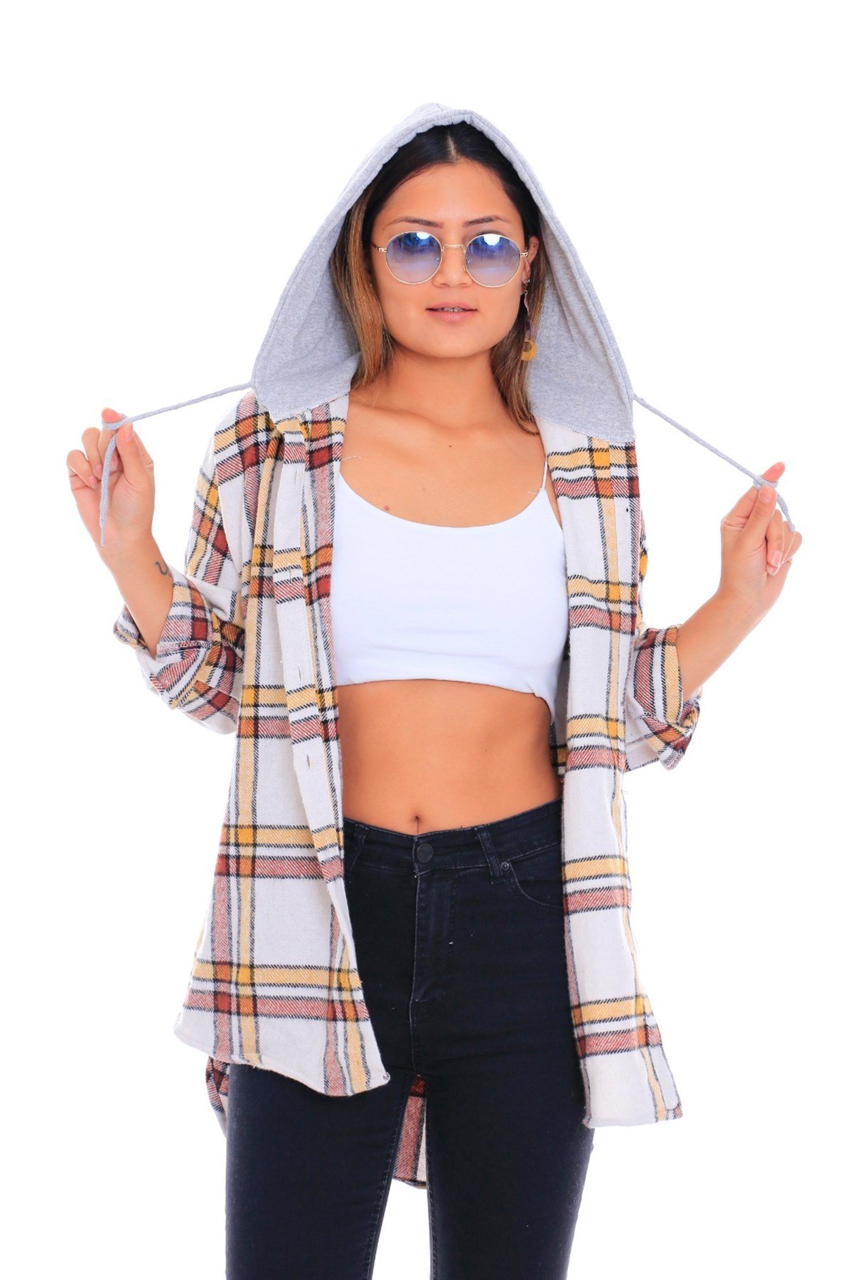 Bayan Kapşonlu Oduncu Gömlek6 25141