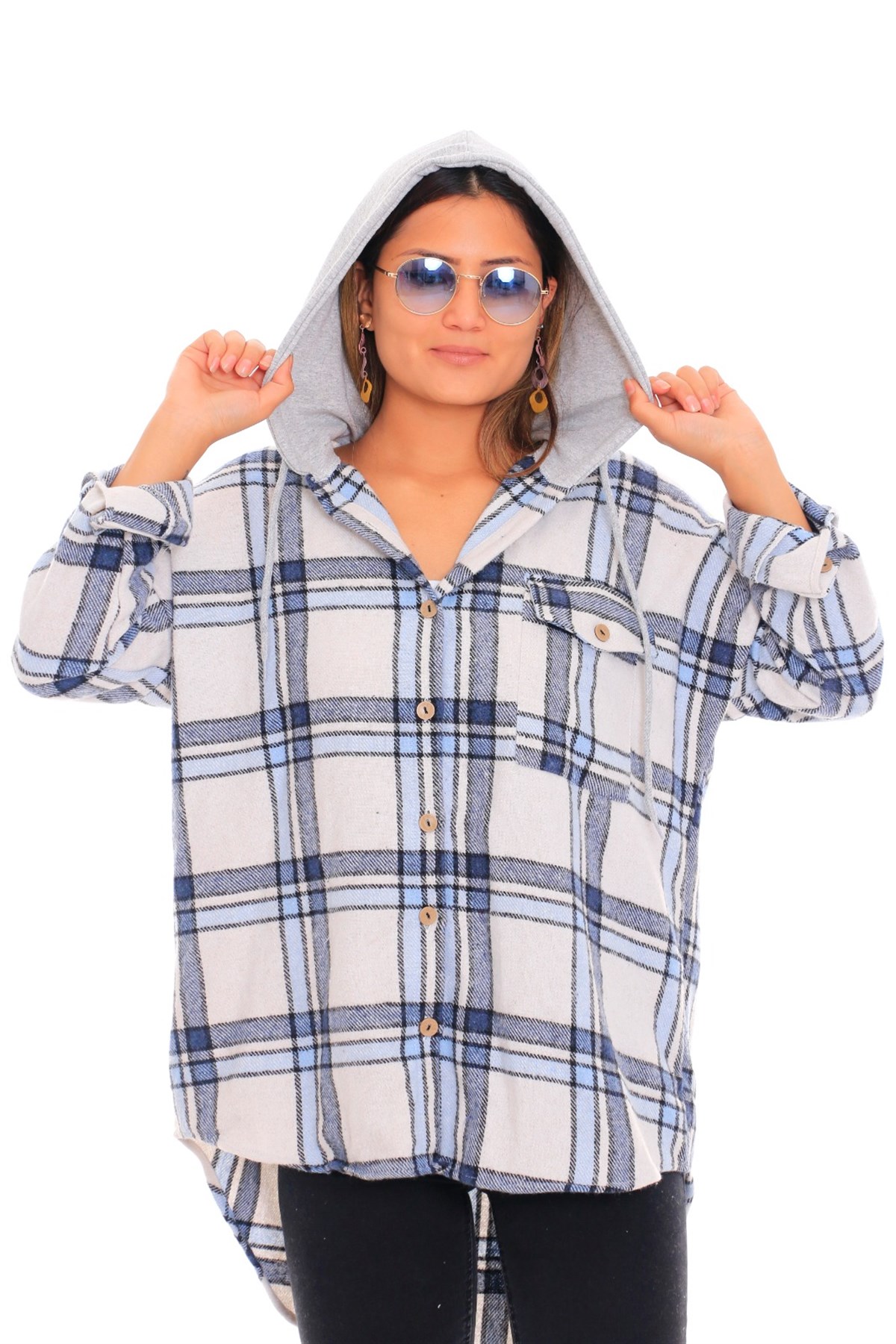 Bayan Kapşonlu Oduncu Gömlek6625141