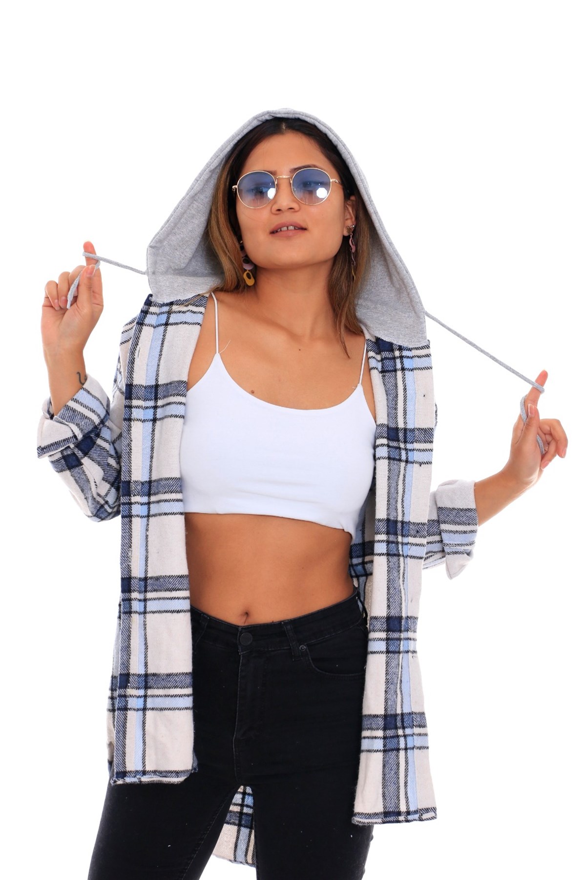 Bayan Kapşonlu Oduncu Gömlek6625141