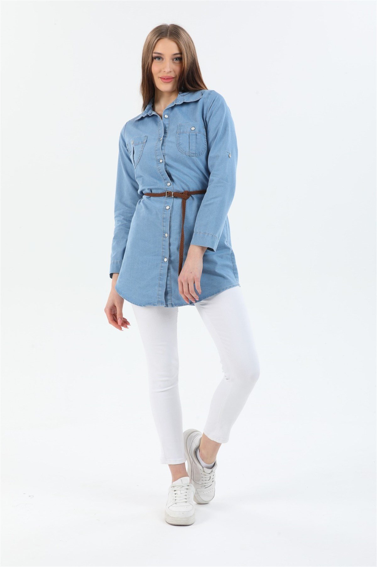 Bayan Kemerli Kot Gömlek 4434443