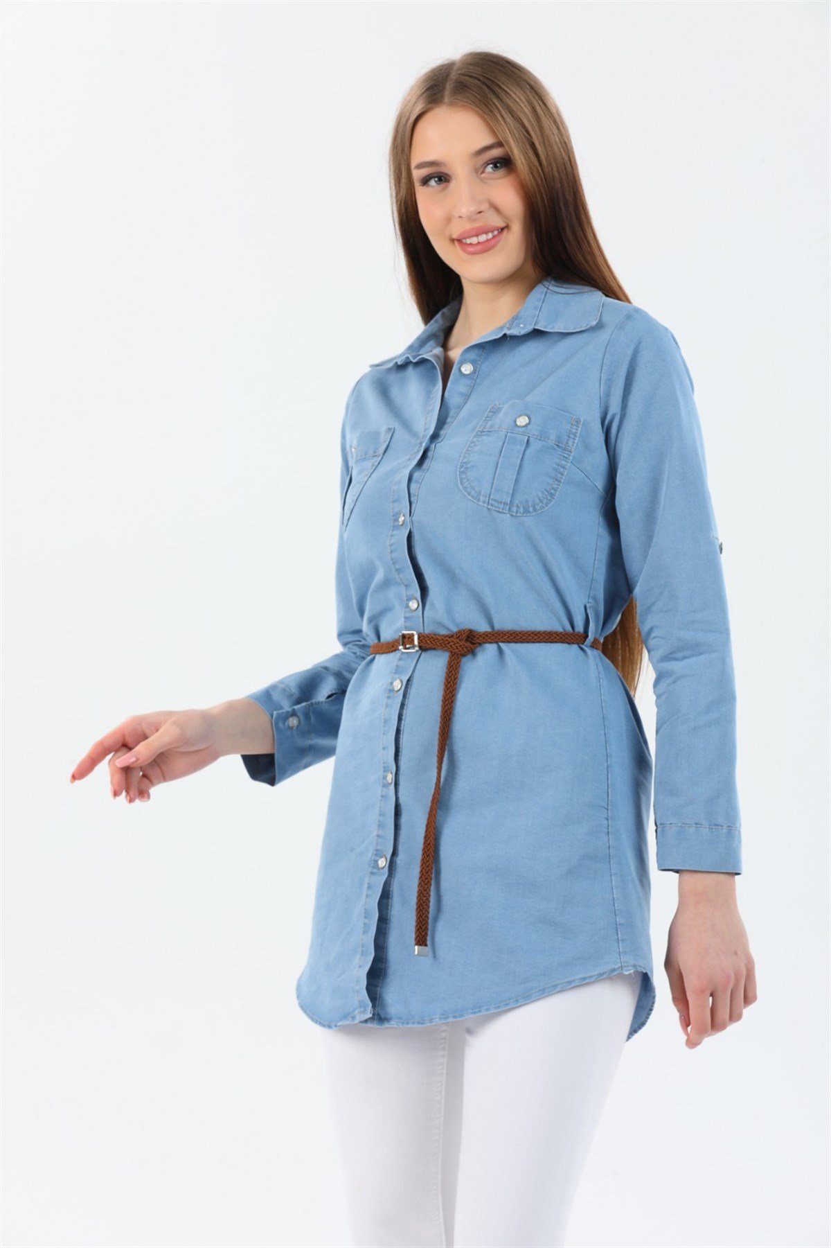 Bayan Kemerli Kot Gömlek 4434443