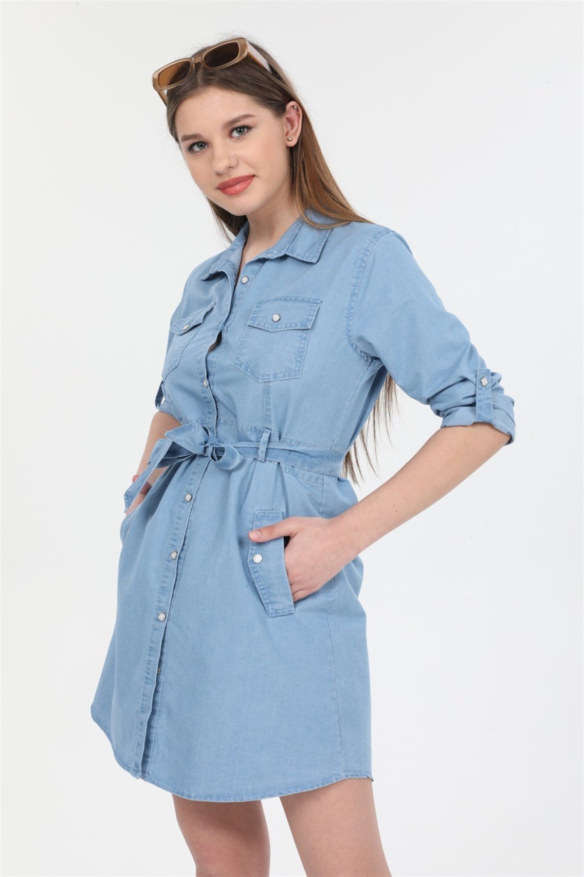 Bayan Kemerli Kot Gömlek544