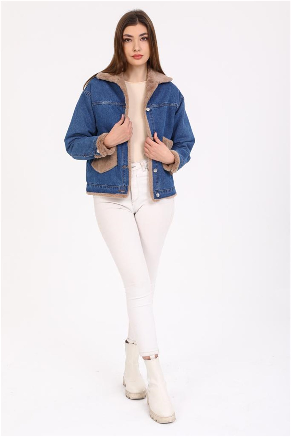 Bayan Kürklü Kot Ceket 650008