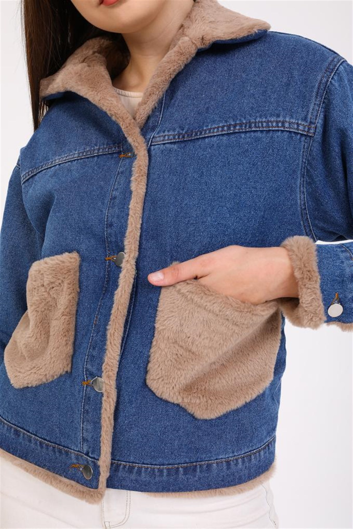 Bayan Kürklü Kot Ceket 650008