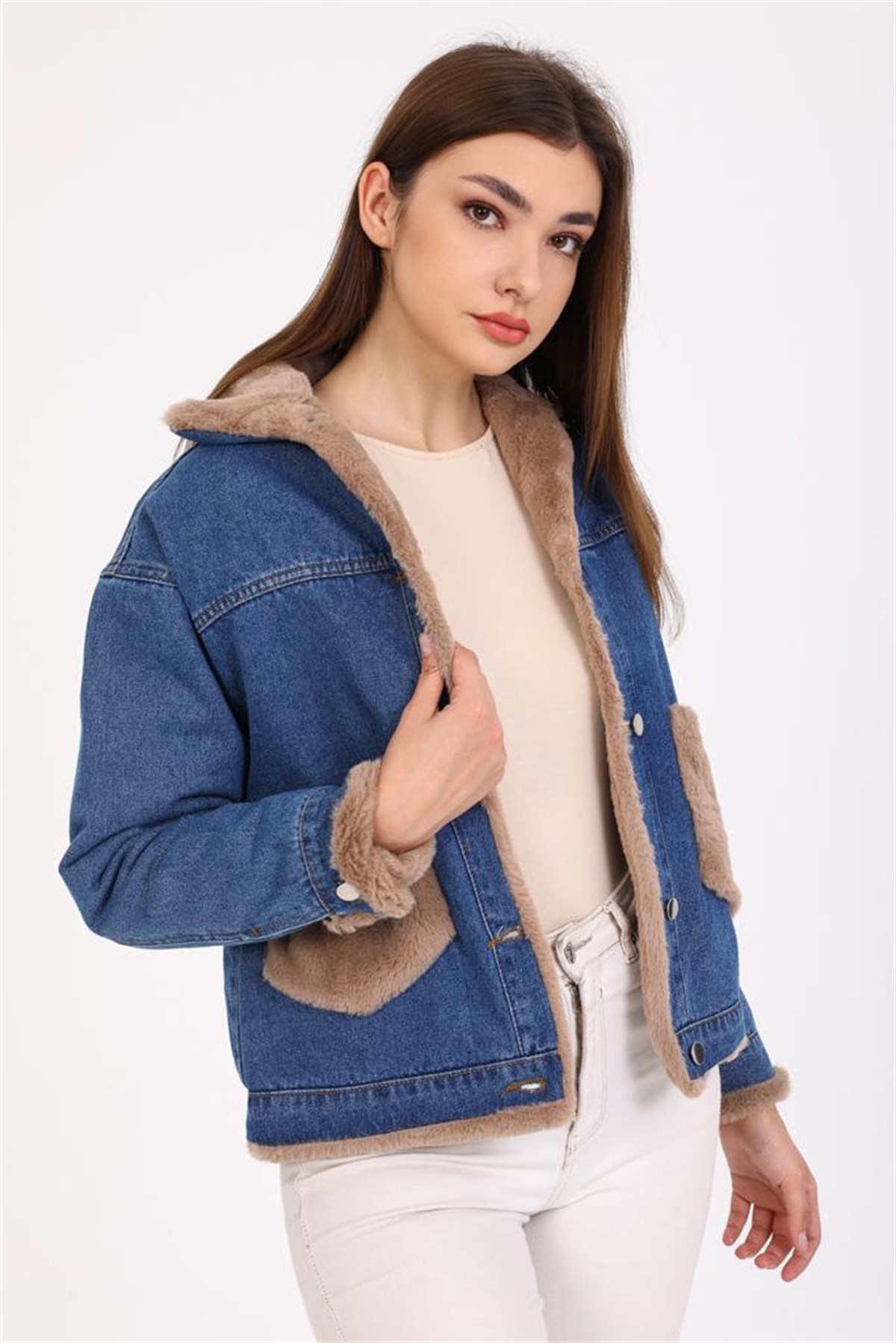 Bayan Kürklü Kot Ceket 650008