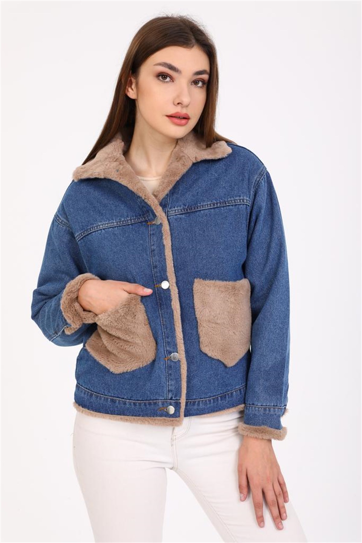 Bayan Kürklü Kot Ceket 650008