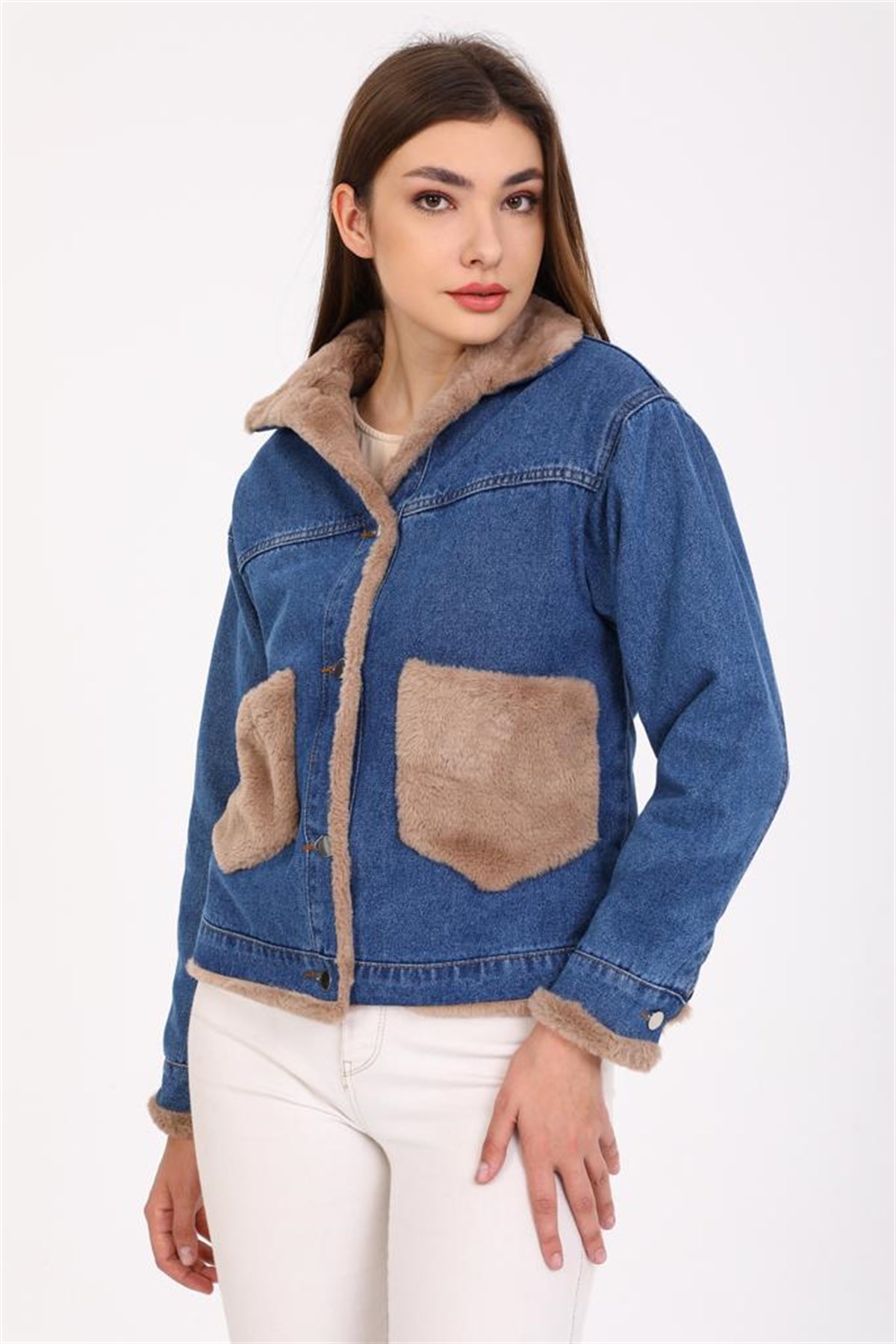 Bayan Kürklü Kot Ceket 650008