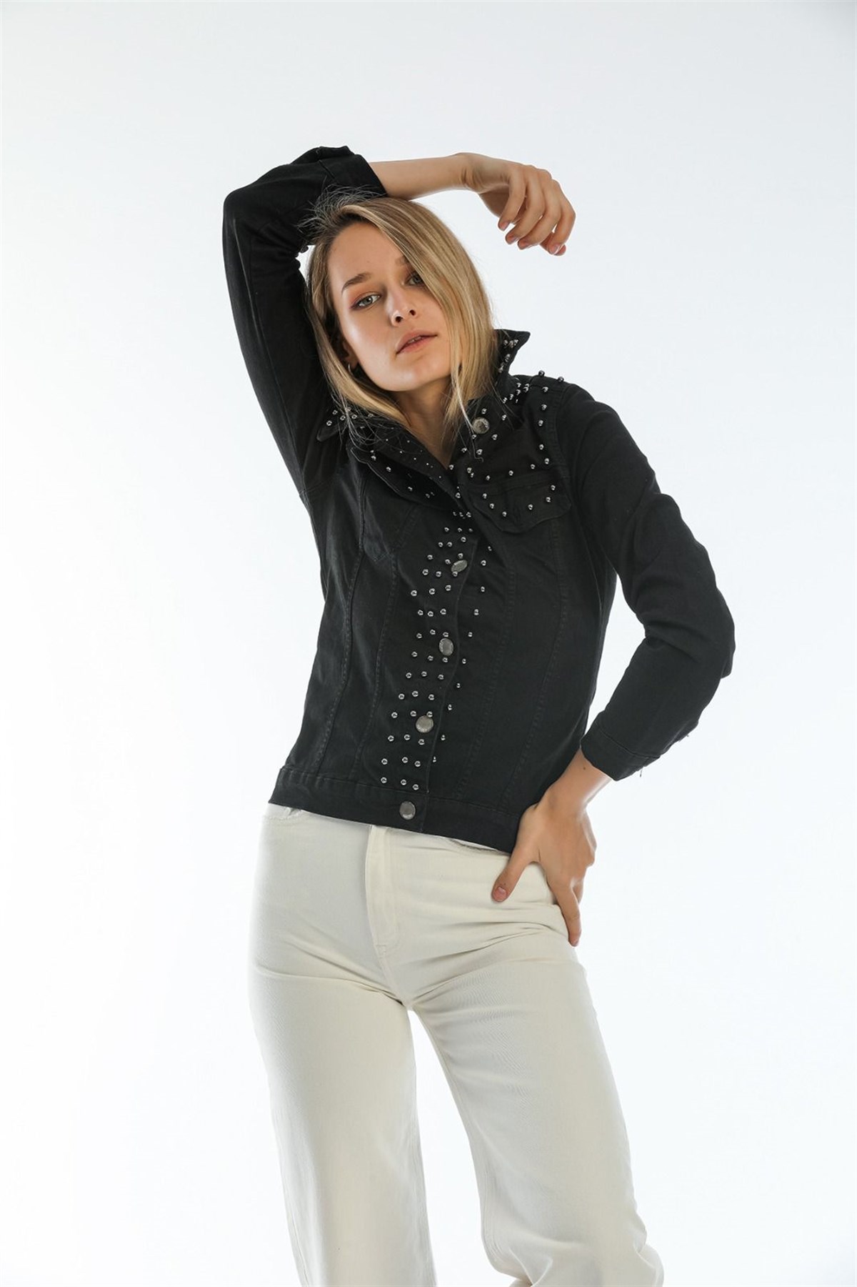 Bayan Taşlı Kot Ceket 422256