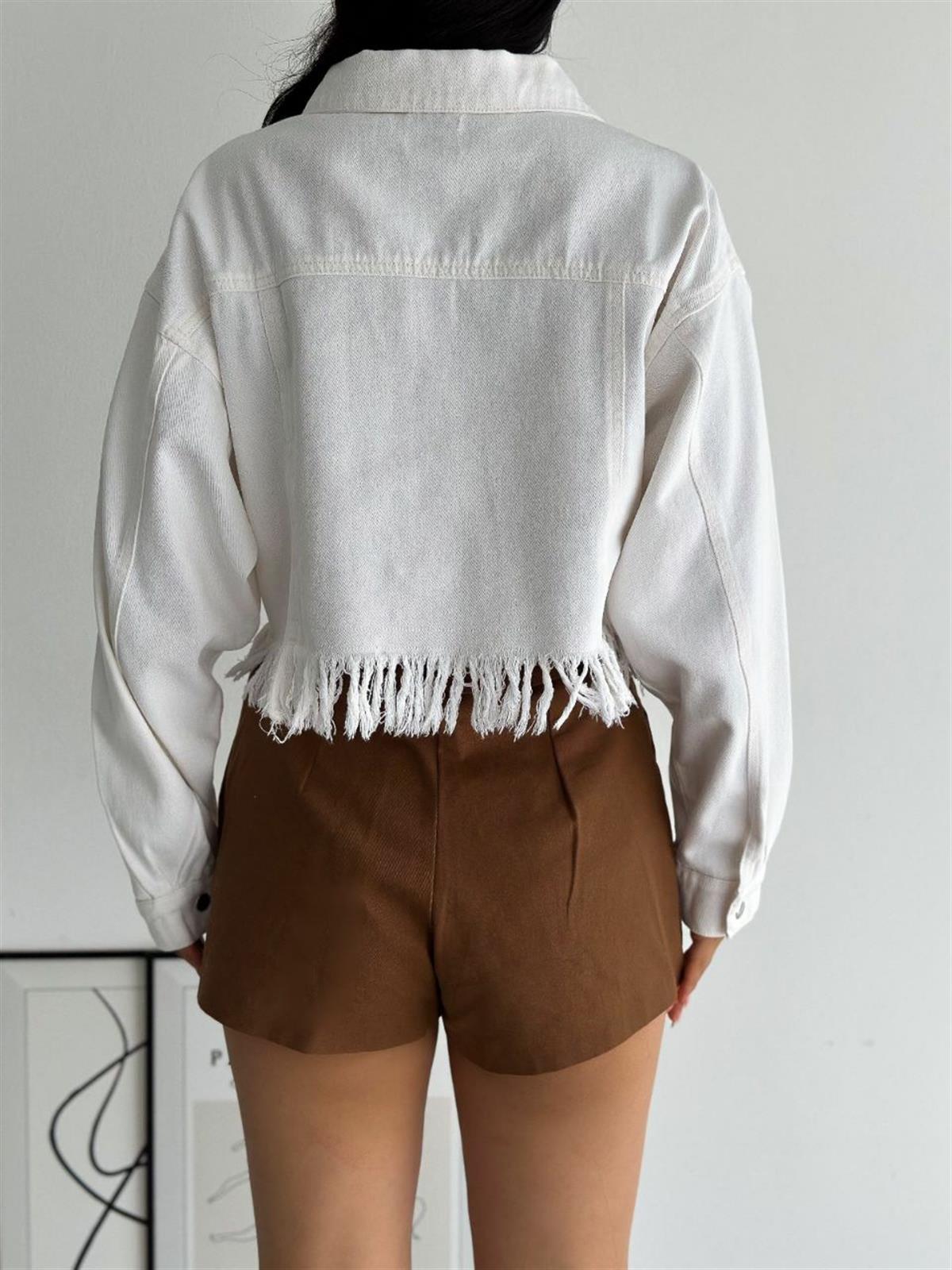 Bayan Yeni Model Beyaz Kot Ceket 258854