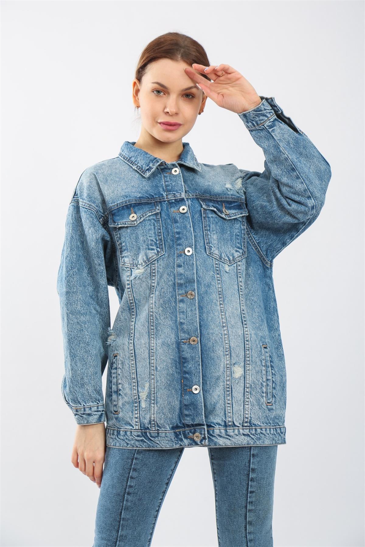 Bayan yeni model Kot Ceket 23354