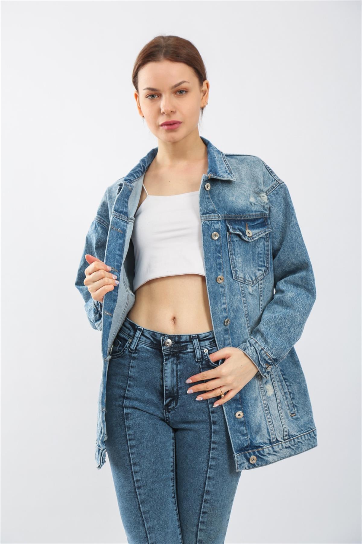 Bayan yeni model Kot Ceket 23354
