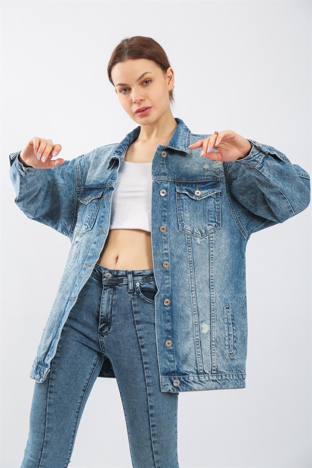 Bayan yeni model Kot Ceket 23354