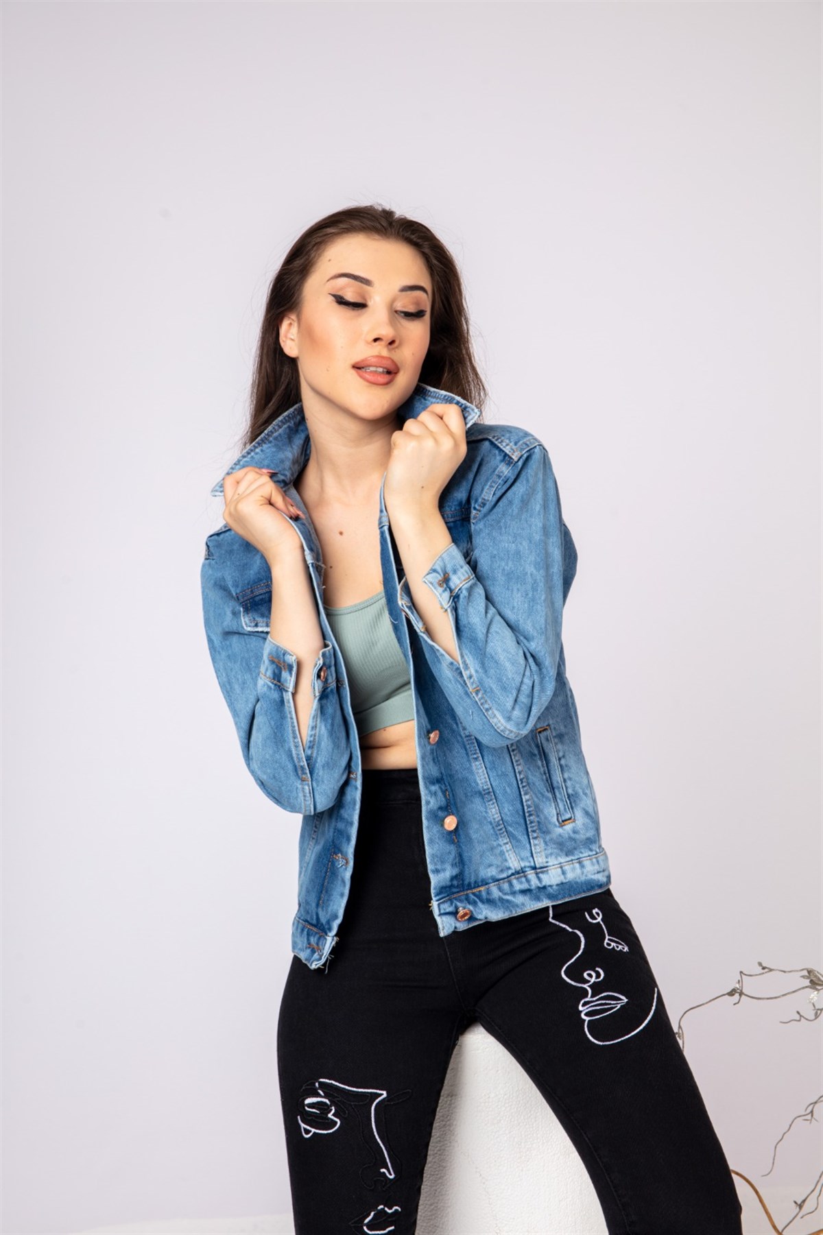 Bayan Yeni Model Kot Ceket 555446