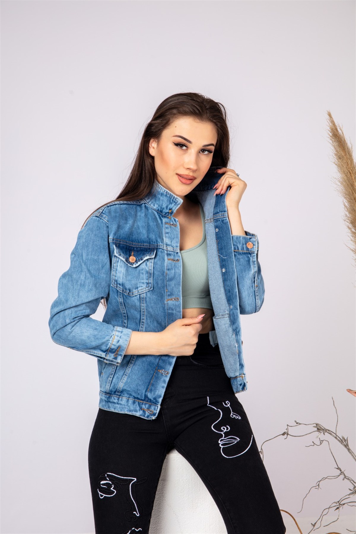 Bayan Yeni Model Kot Ceket 555446