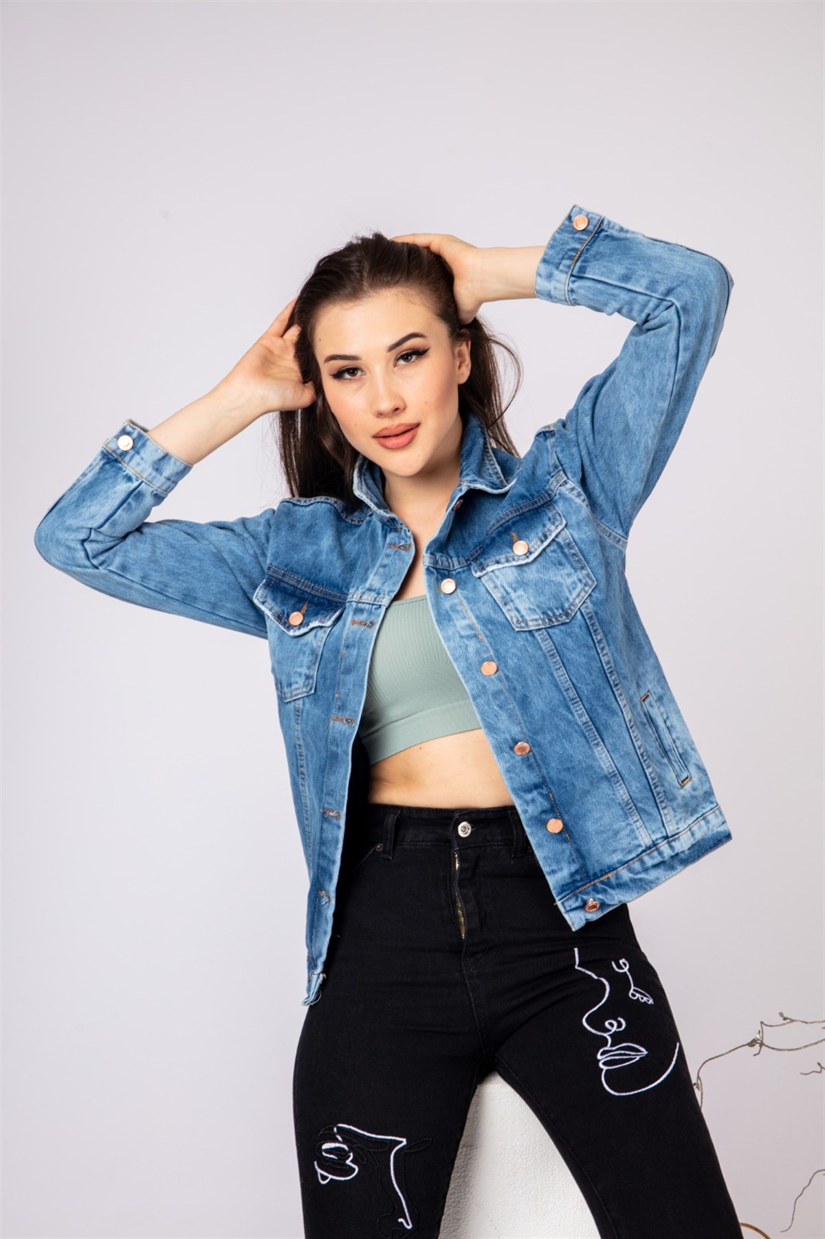 Bayan Yeni Model Kot Ceket 555446