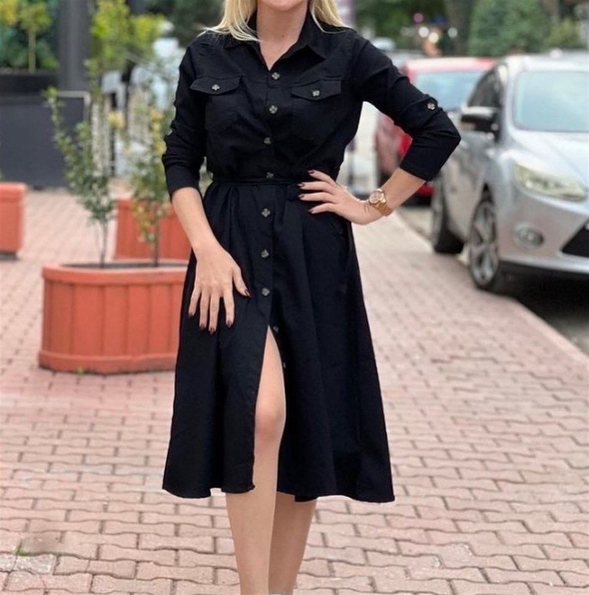 Bayan Yeni Model Kot Elbise 44944