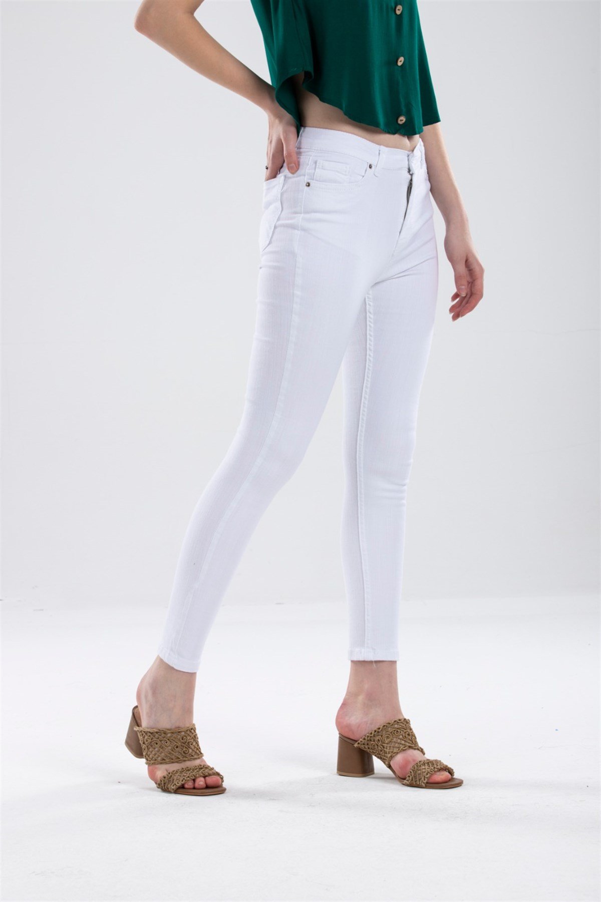Beyaz kot pantolon bl336
