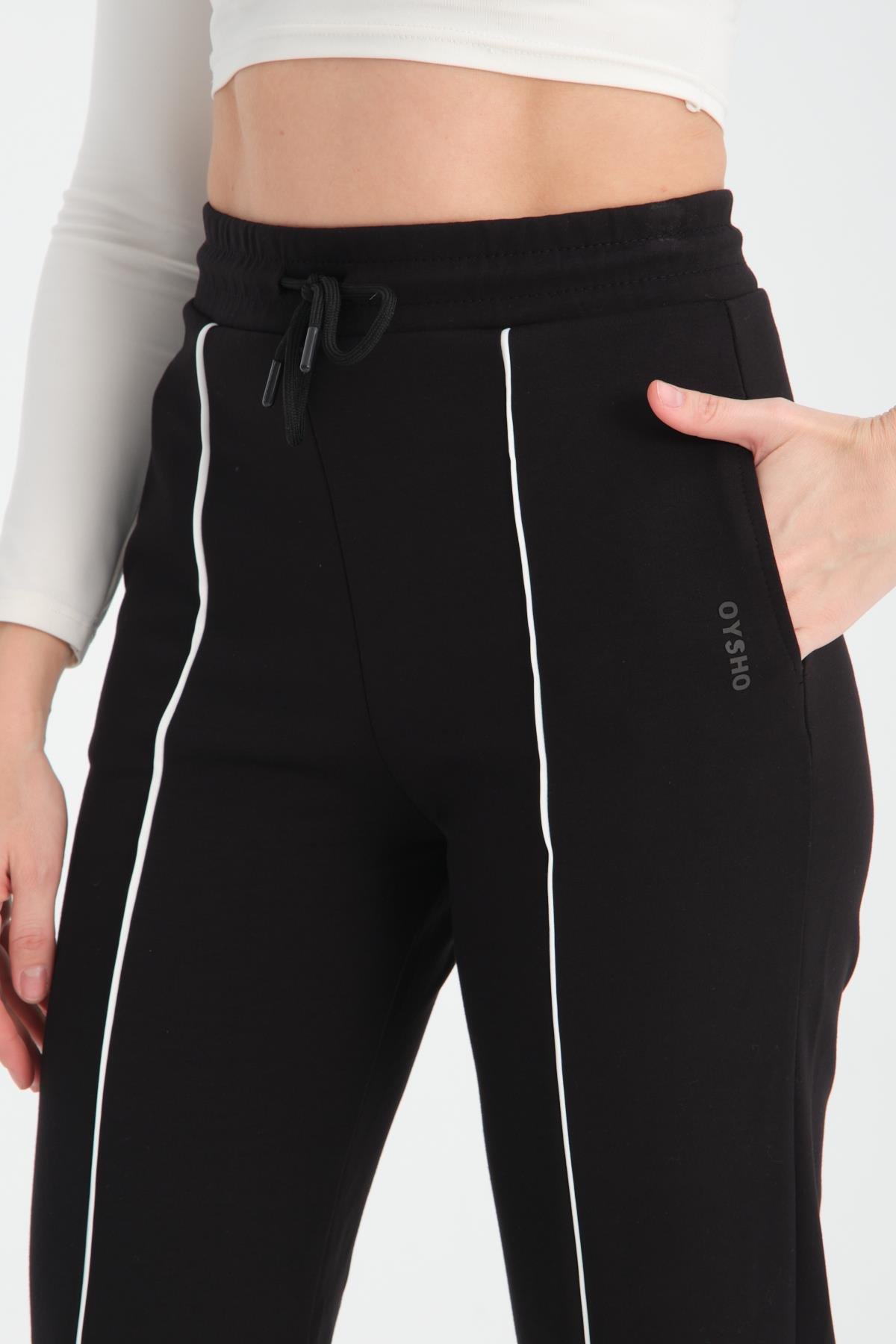Bol paça önden şeritli pantolon 0210 