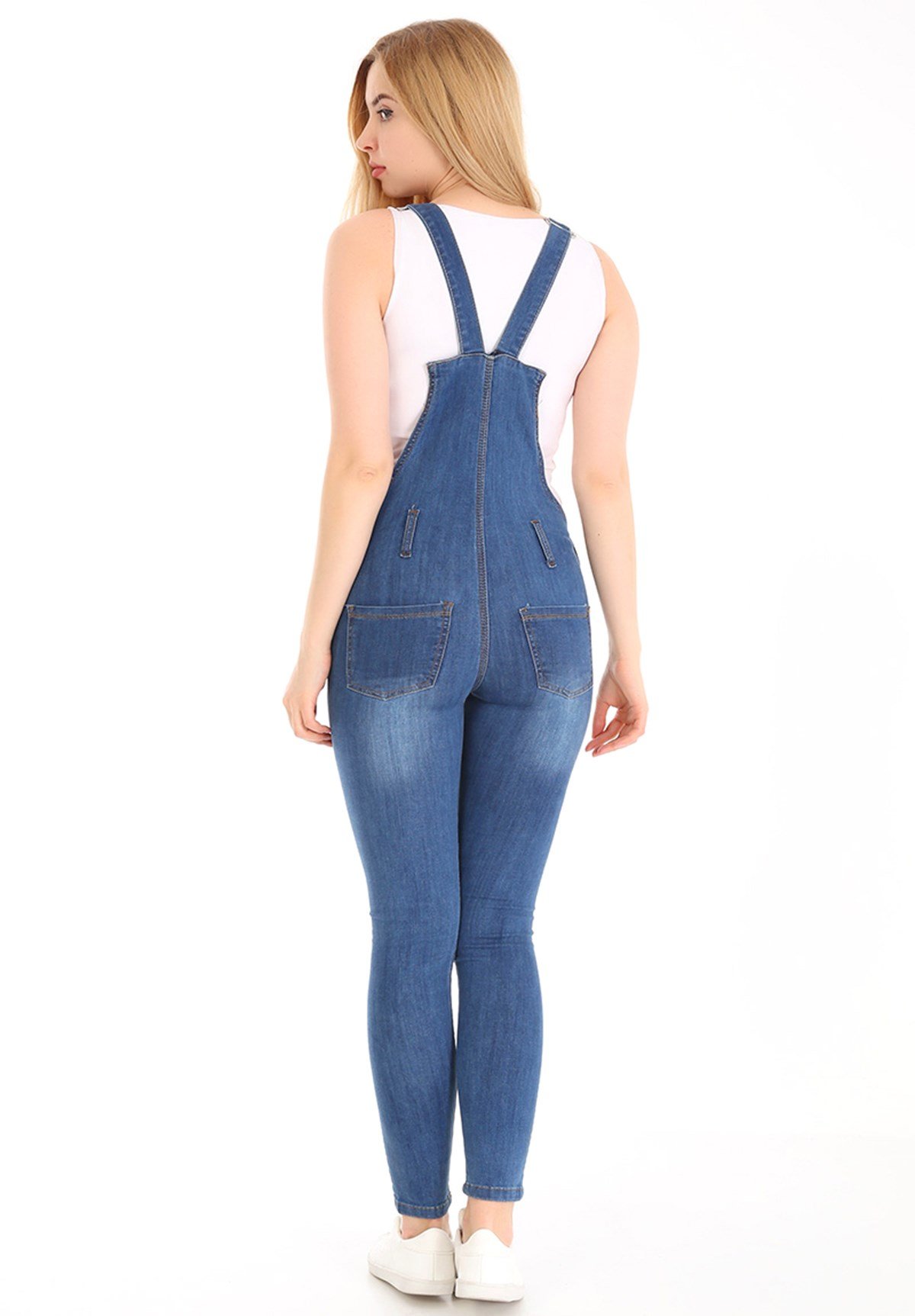 Cep Detaylı Açık Mavi Bayan Salopet Tulum