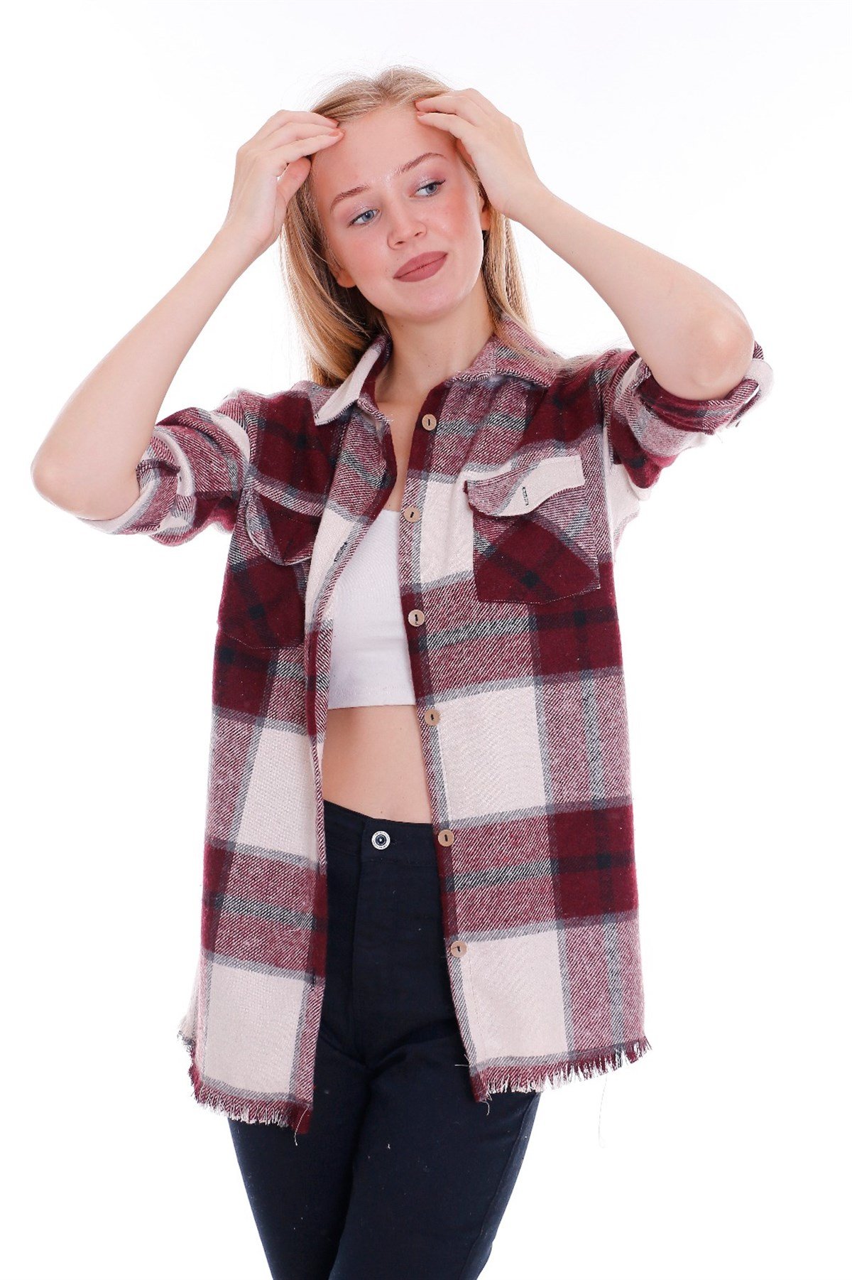 Cepli Ekoseli Bayan Oduncu gömlegi1k 870441