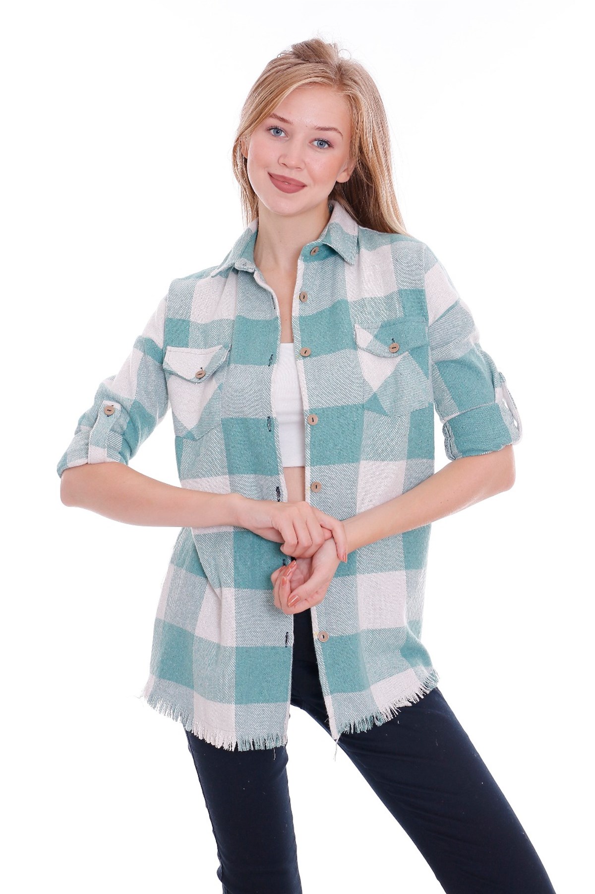 Cepli Ekoseli Bayan Oduncu gömlegi1k 8724171