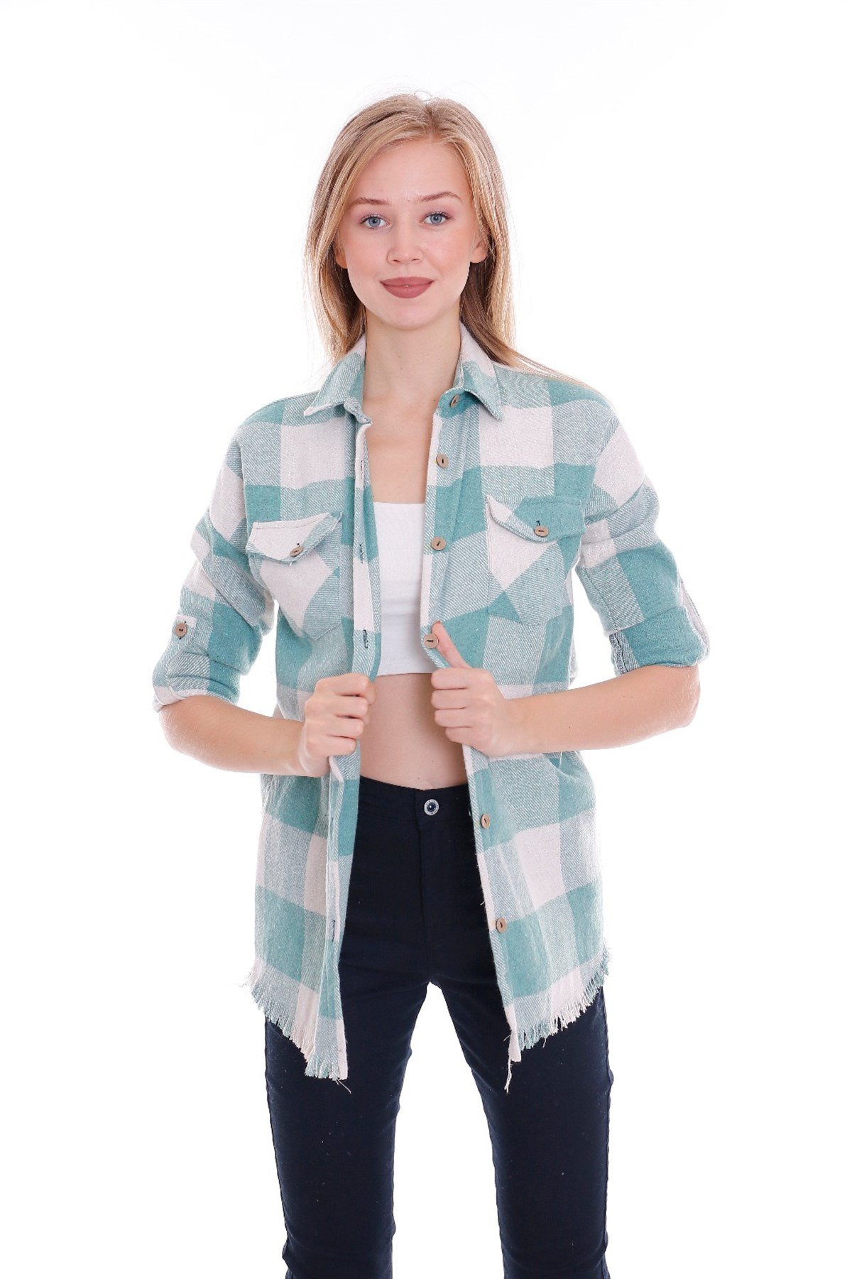 Cepli Ekoseli Bayan Oduncu gömlegi1k 8724171