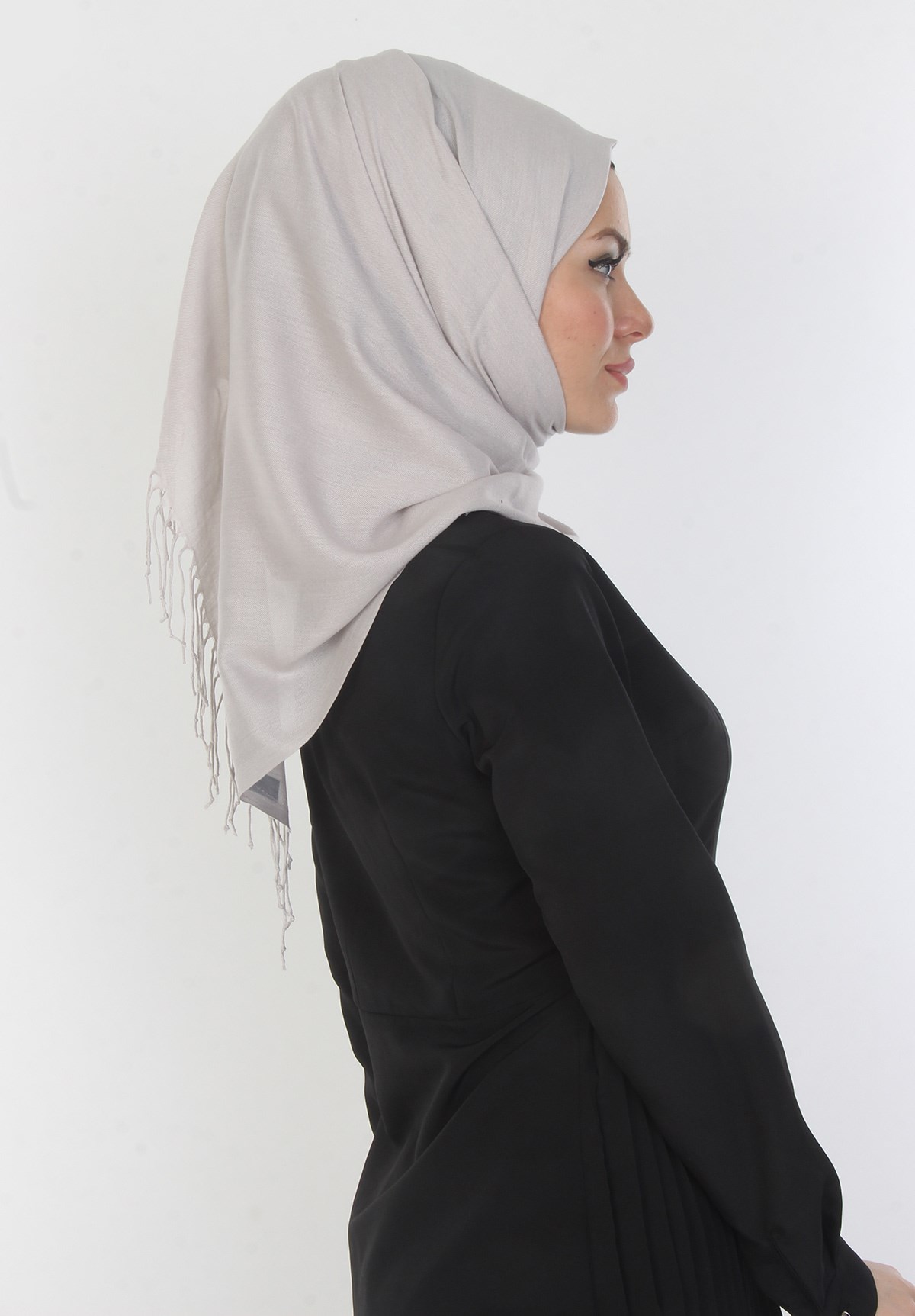 Düz Gri  Bayan Şal